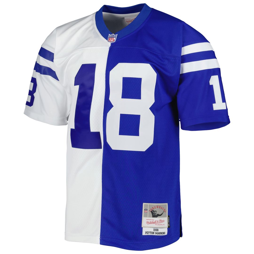 Peyton Manning Indianapolis Colts Mitchell & Ness Royal/White 1998 Split Legacy Replica Jersey