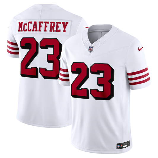 Christian McCaffrey San Francisco 49ers Nike White Alternate Vapor F.U.S.E. Stitched Limited Jersey