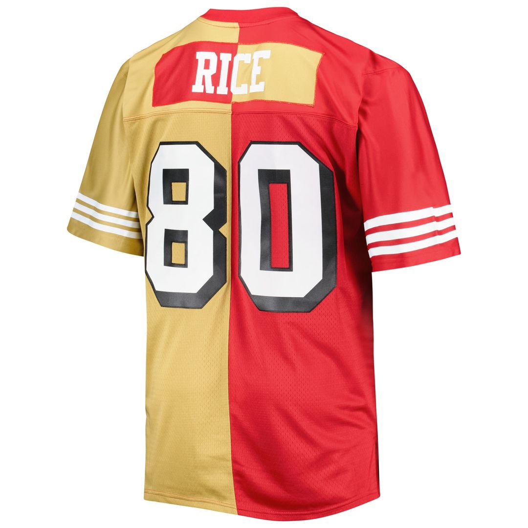 Jerry Rice San Francisco 49ers Mitchell & Ness Scarlet/Gold Big & Tall Split Legacy Retired Player Replica Jersey