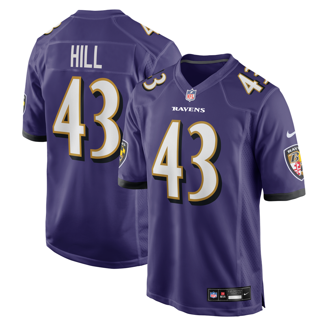 Justice Hill Baltimore Ravens Nike Purple Game Jersey