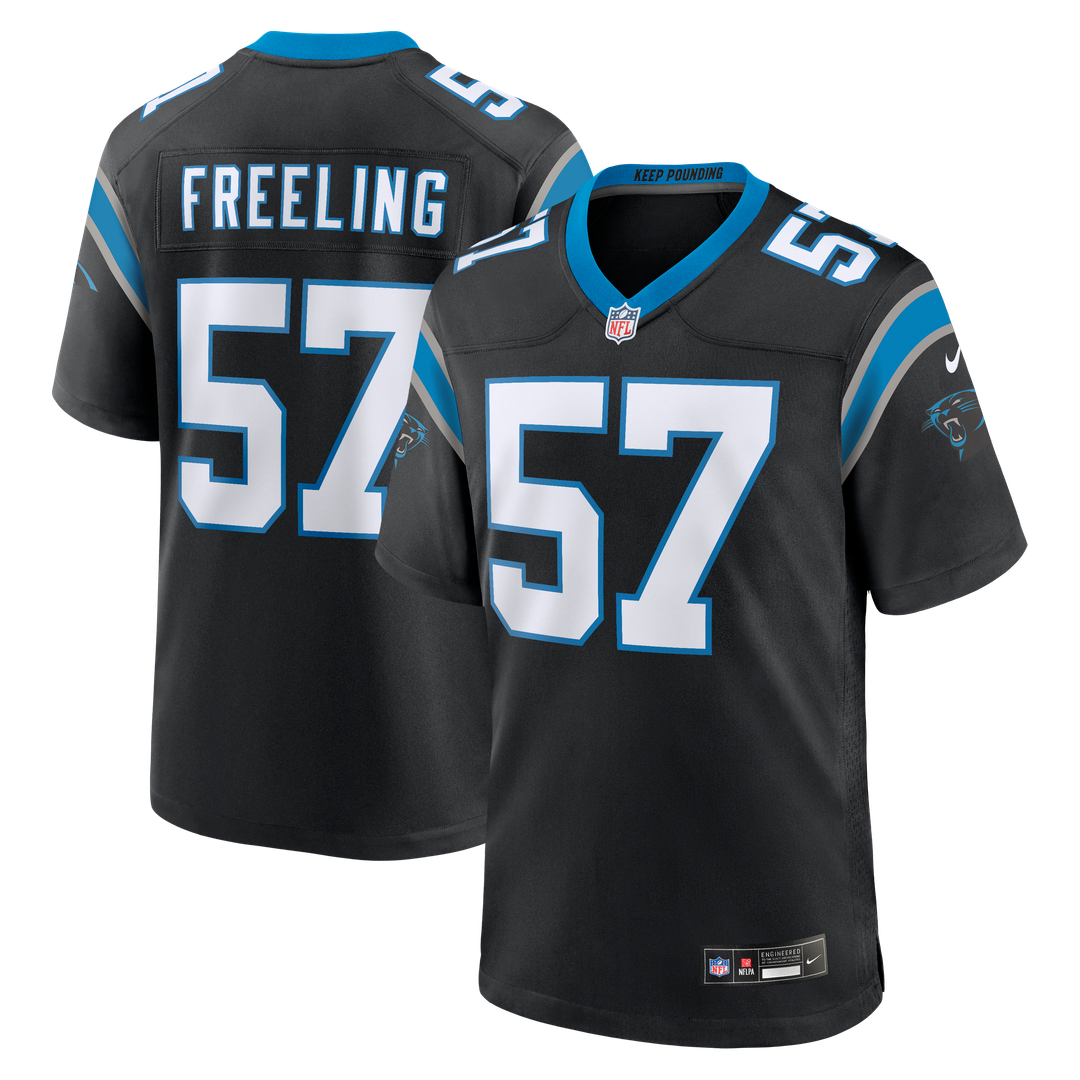 Monroe Freeling Carolina Panthers Nike Black Team Game Jersey