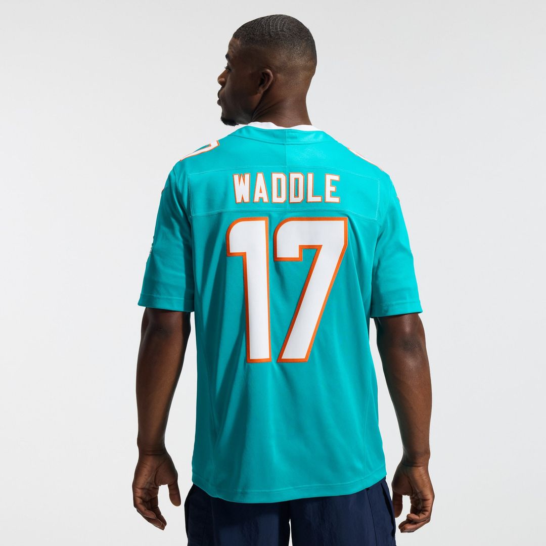 Jaylen Waddle Miami Dolphins Nike Aqua Team Vapor F.U.S.E. Stitched Limited Jersey