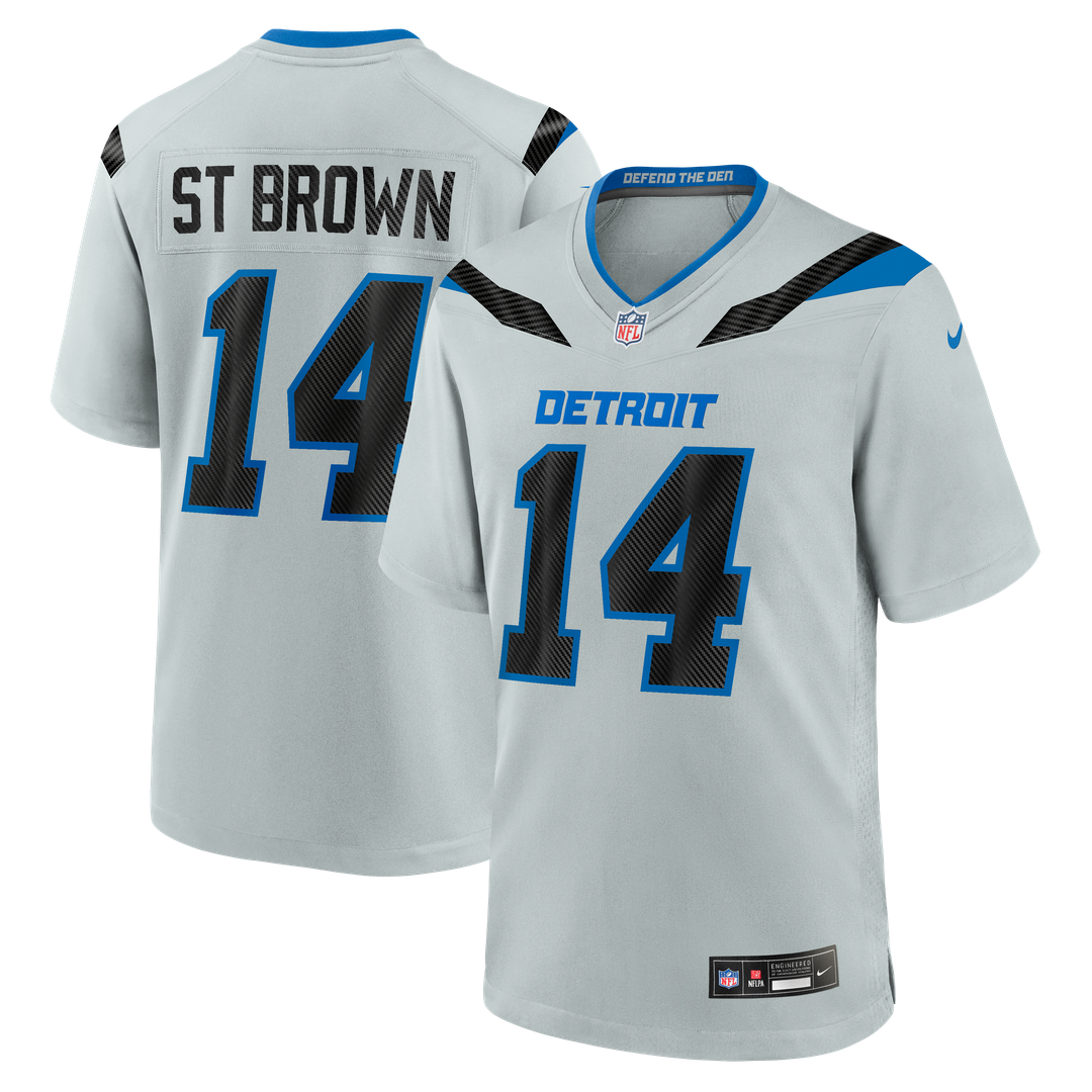 Amon-Ra St. Brown Detroit Lions Nike Silver 2026 Rivalries Collection Game Jersey