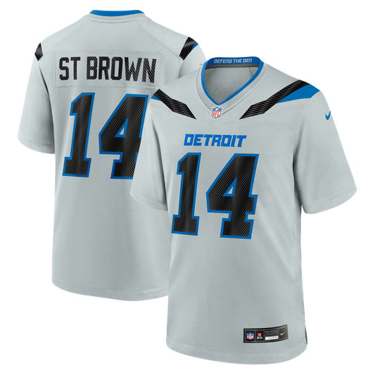 Amon-Ra St. Brown Detroit Lions Nike Silver 2026 Rivalries Collection Game Jersey