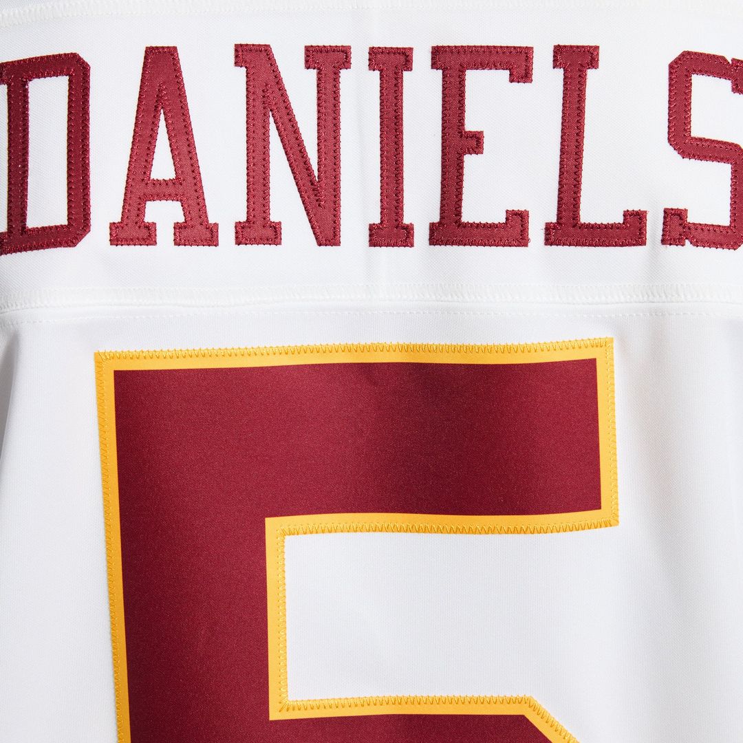 Jayden Daniels Washington Commanders Nike White Vapor F.U.S.E. Stitched Limited Jersey