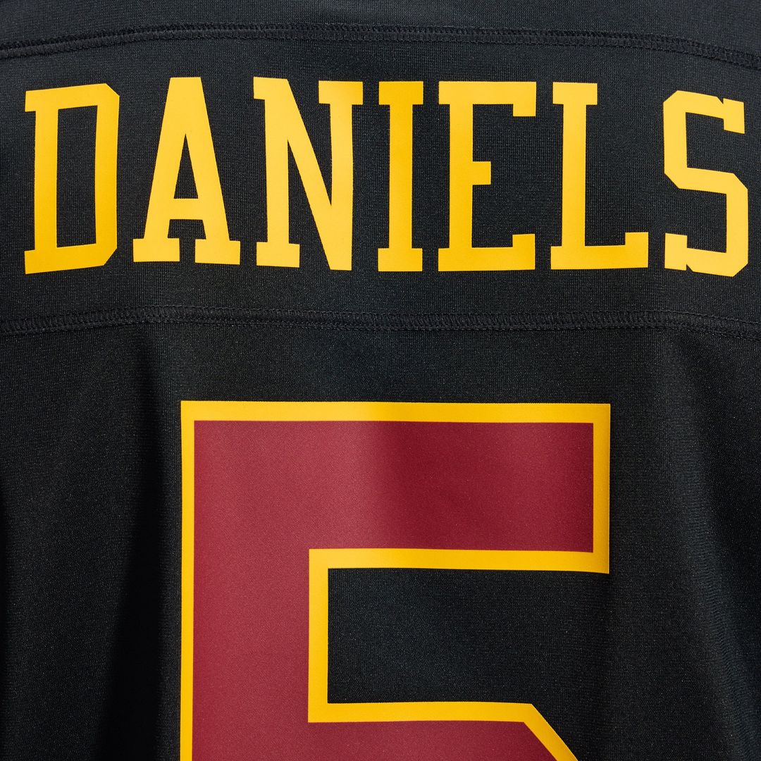 Jayden Daniels Washington Commanders Hail Raiser Nike Black Alternate Game Jersey