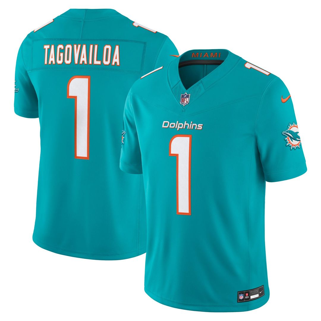 Tua Tagovailoa Miami Dolphins Nike Aqua Team Vapor F.U.S.E. Stitched Limited Jersey