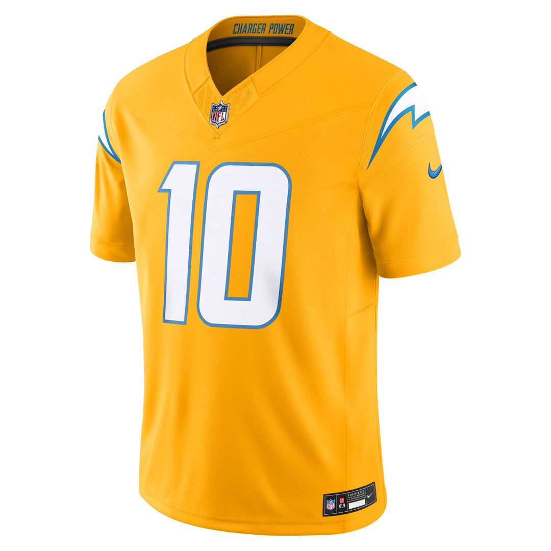 Justin Herbert Los Angeles Chargers Nike Gold Alternate Charger Power Vapor F.U.S.E. Limited Jersey
