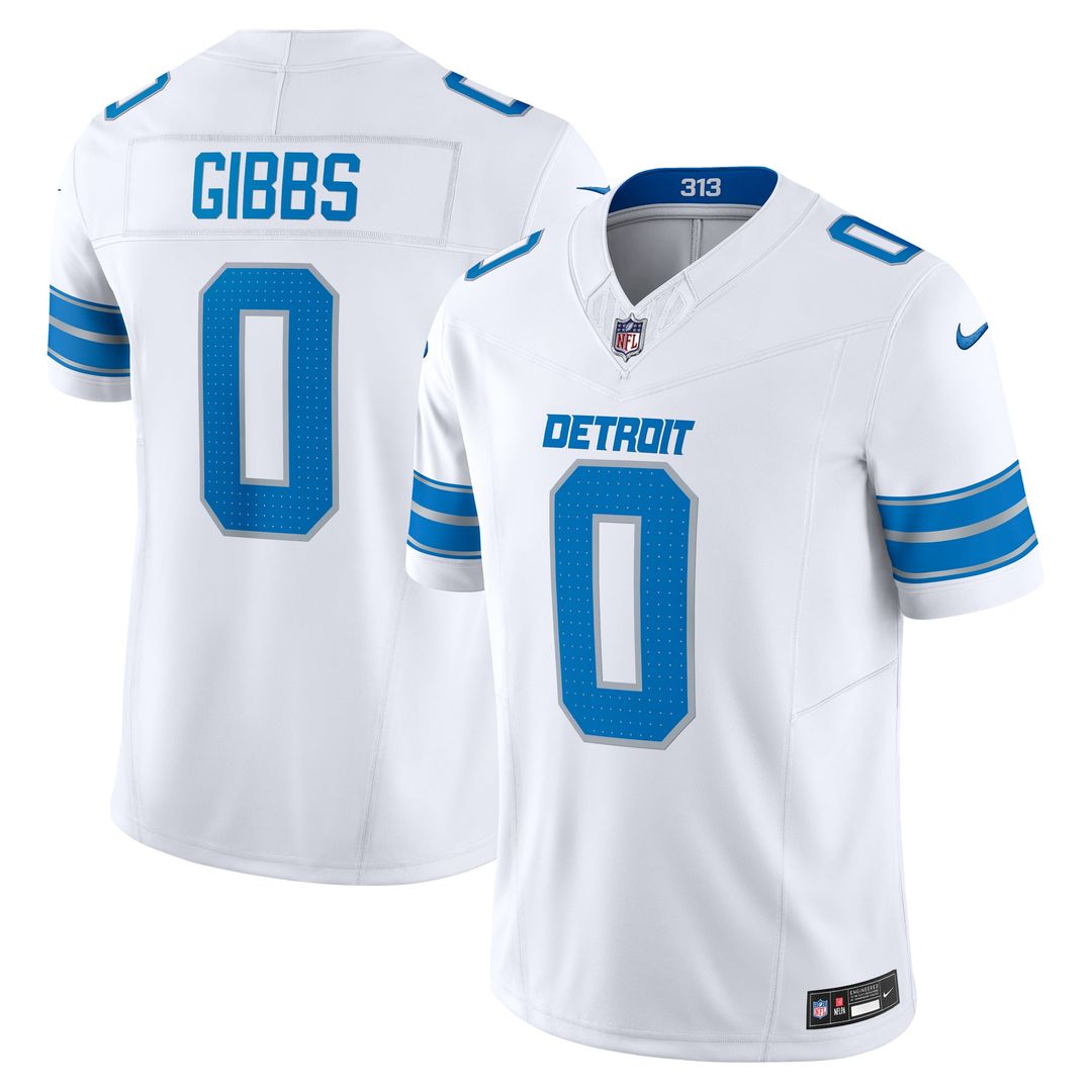 Jahmyr Gibbs Detroit Lions Nike White Vapor F.U.S.E. Limited Jersey