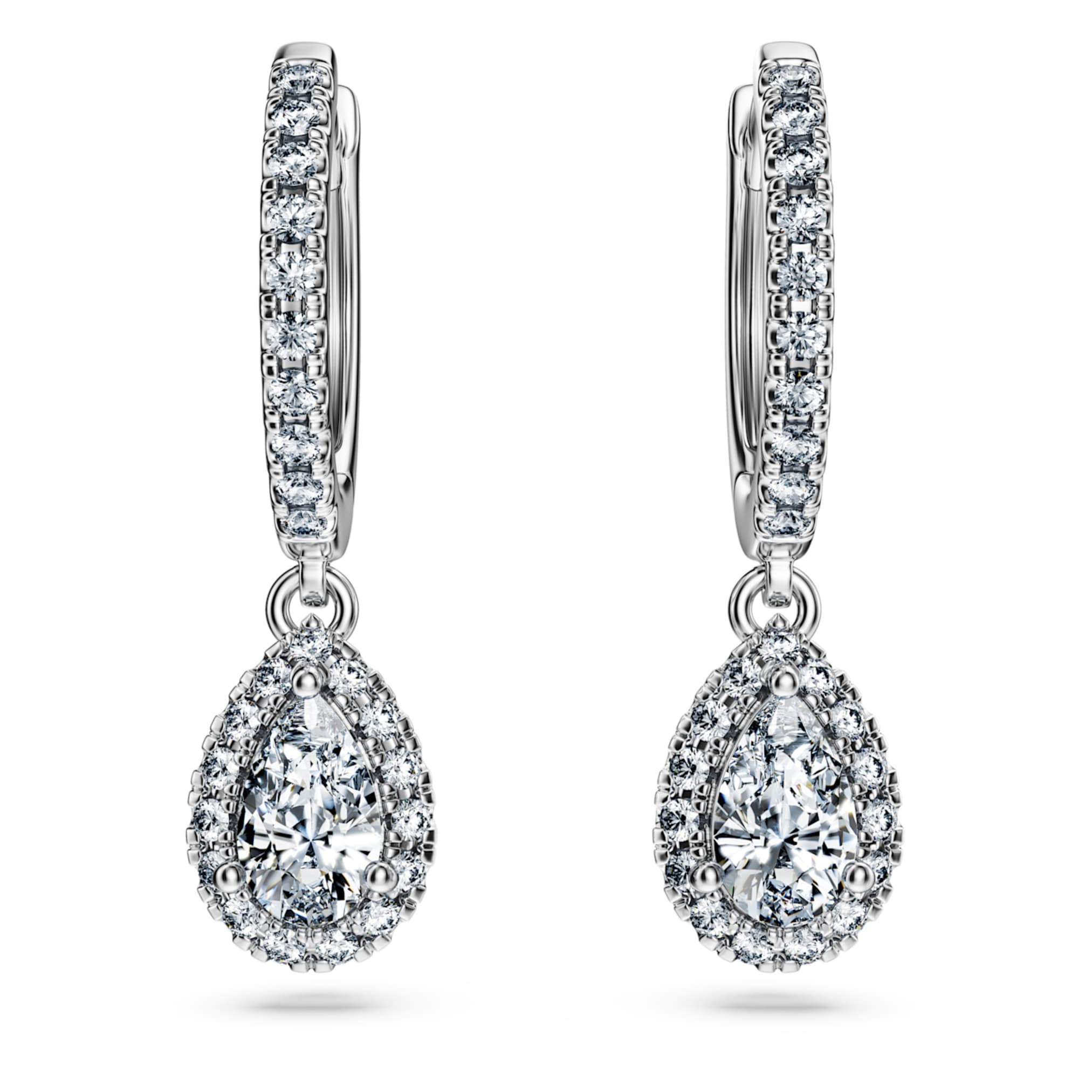 Swarovski Eternity drop earrings Lab-grown diamonds 1.25 ct tw, Pear shape, 14K white gold