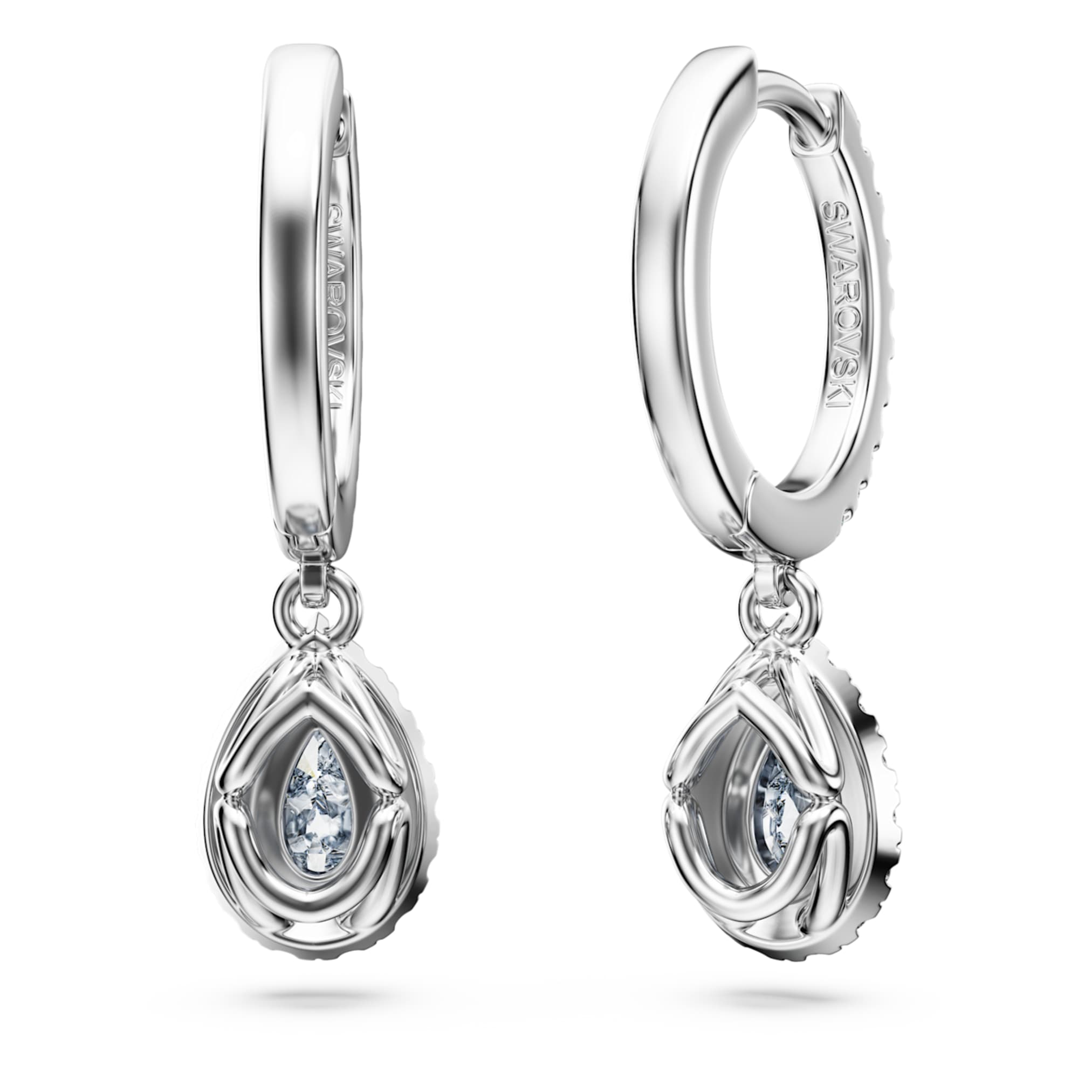 Swarovski Eternity drop earrings Lab-grown diamonds 1.25 ct tw, Pear shape, 14K white gold