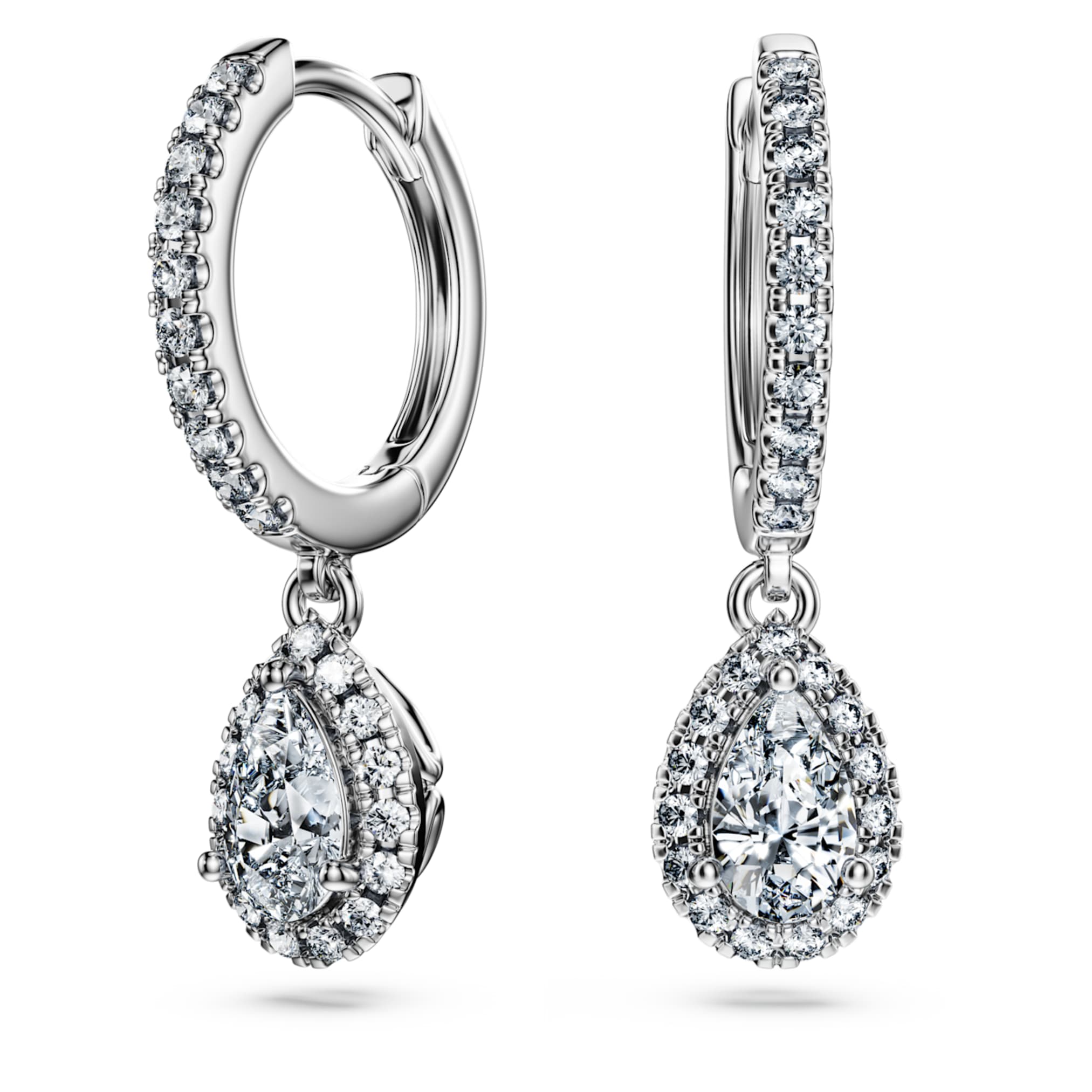 Swarovski Eternity drop earrings Lab-grown diamonds 1.25 ct tw, Pear shape, 14K white gold