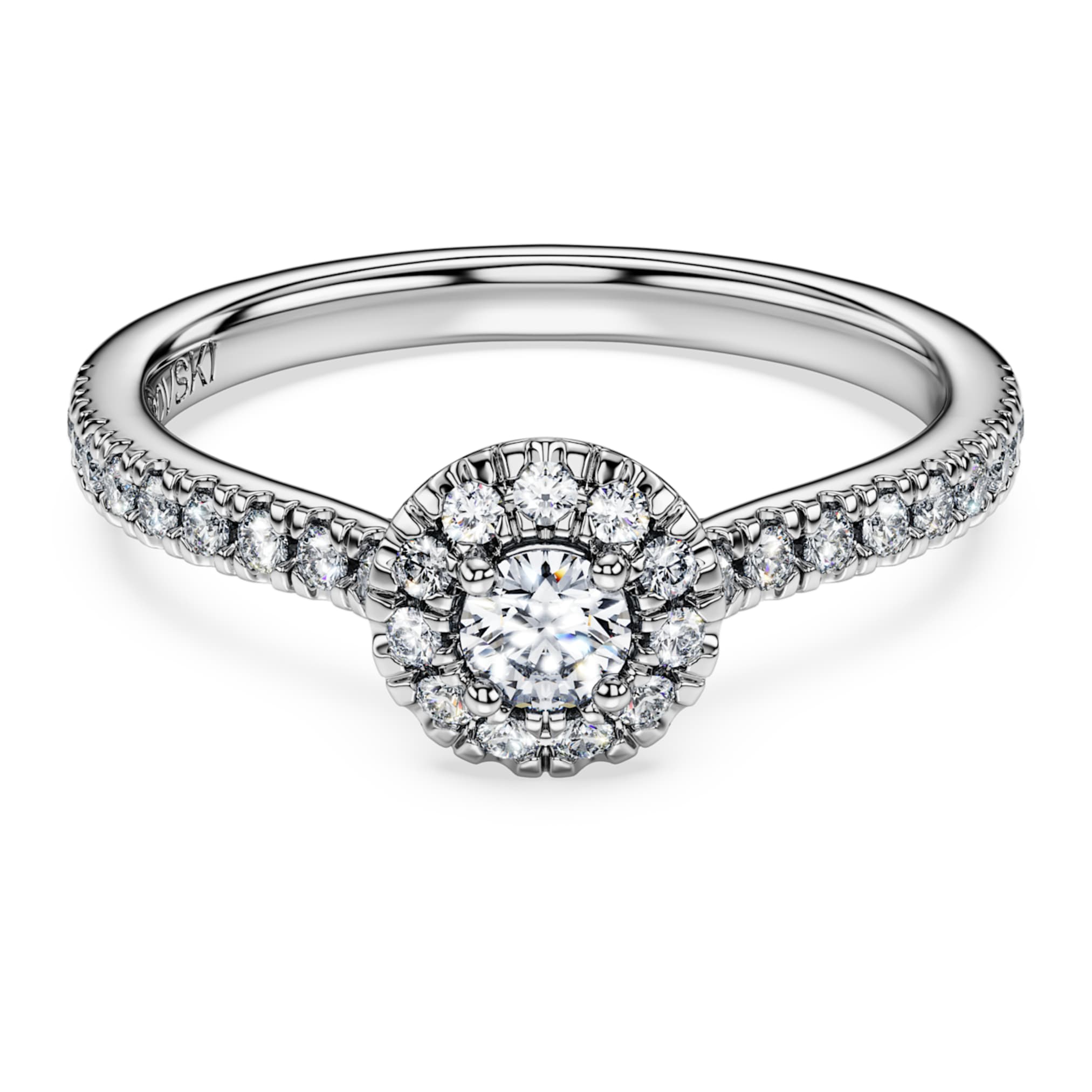 Swarovski Eternity halo solitaire ring Lab-grown diamonds 0.45 ct tw, Round shape, Sterling silver