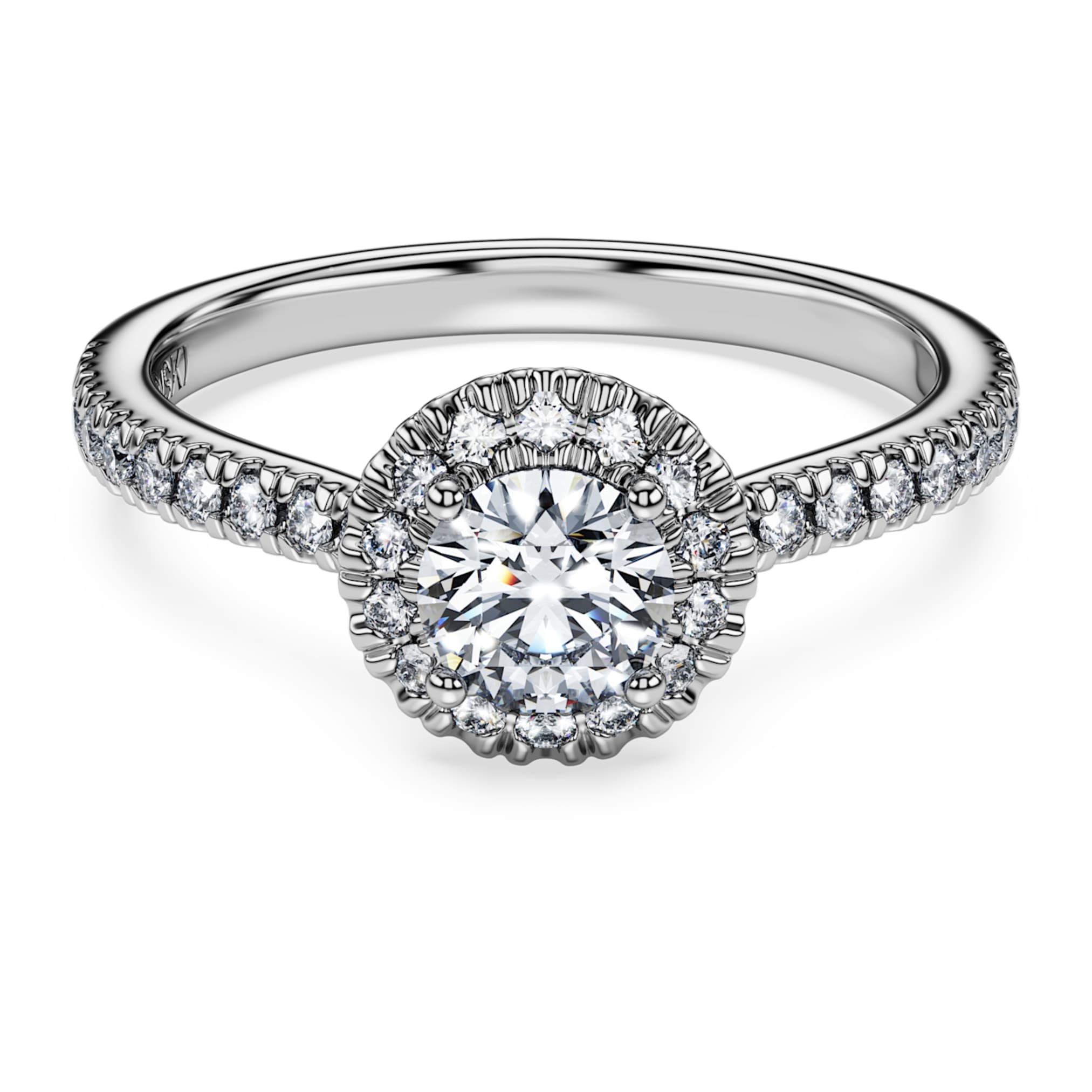 Swarovski Eternity halo solitaire ring Lab-grown diamonds 0.8 ct tw, Round shape, 14K white gold