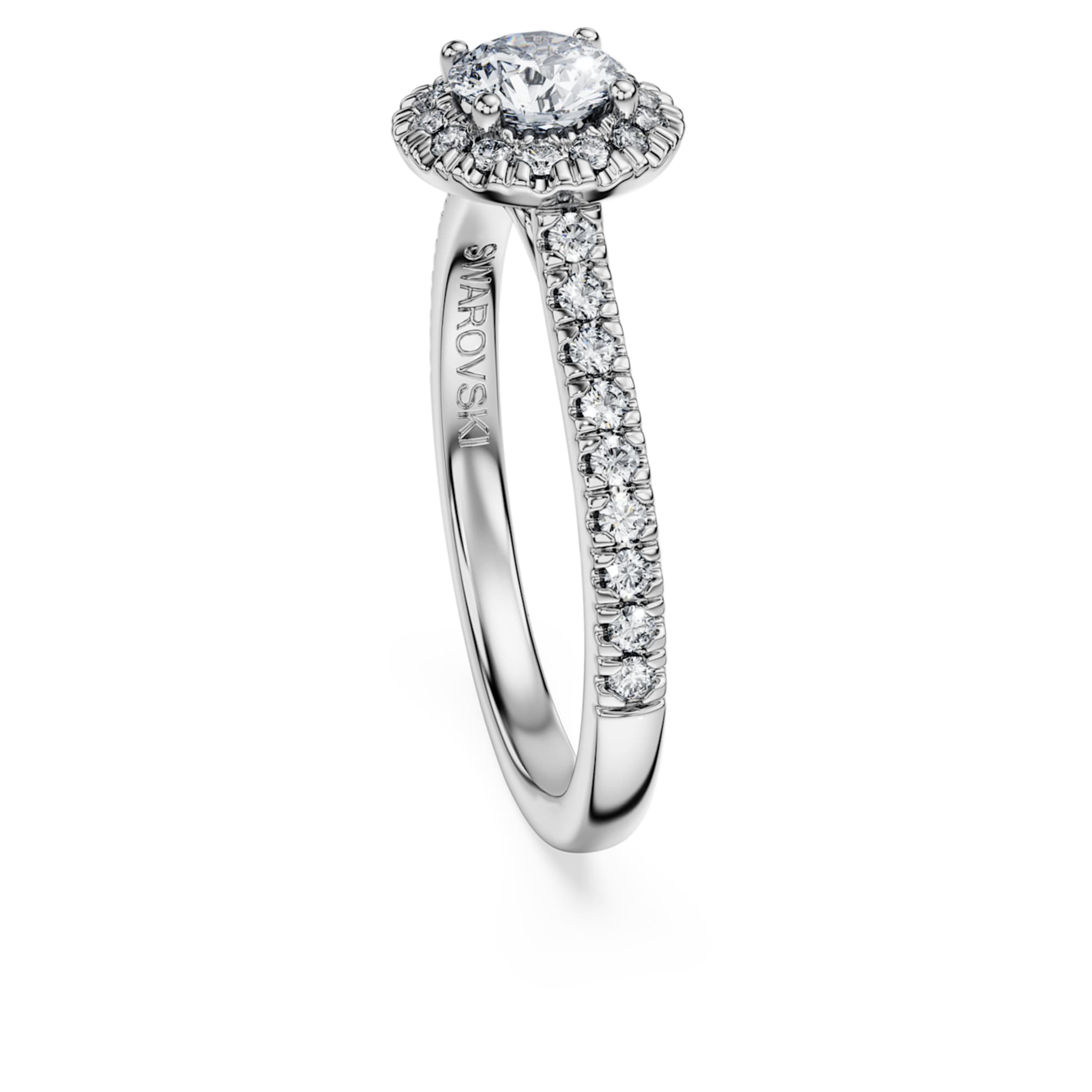 Swarovski Eternity halo solitaire ring Lab-grown diamonds 0.8 ct tw, Round shape, 14K white gold