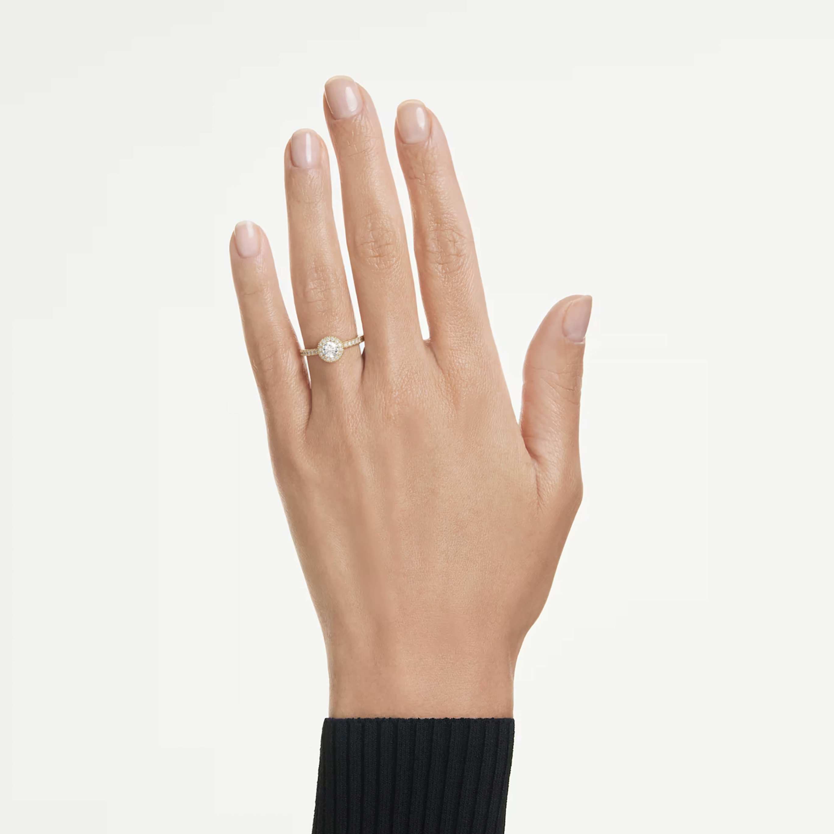 Swarovski Eternity halo solitaire ring Lab-grown diamonds 0.8 ct tw, Round shape, White, 14K yellow gold
