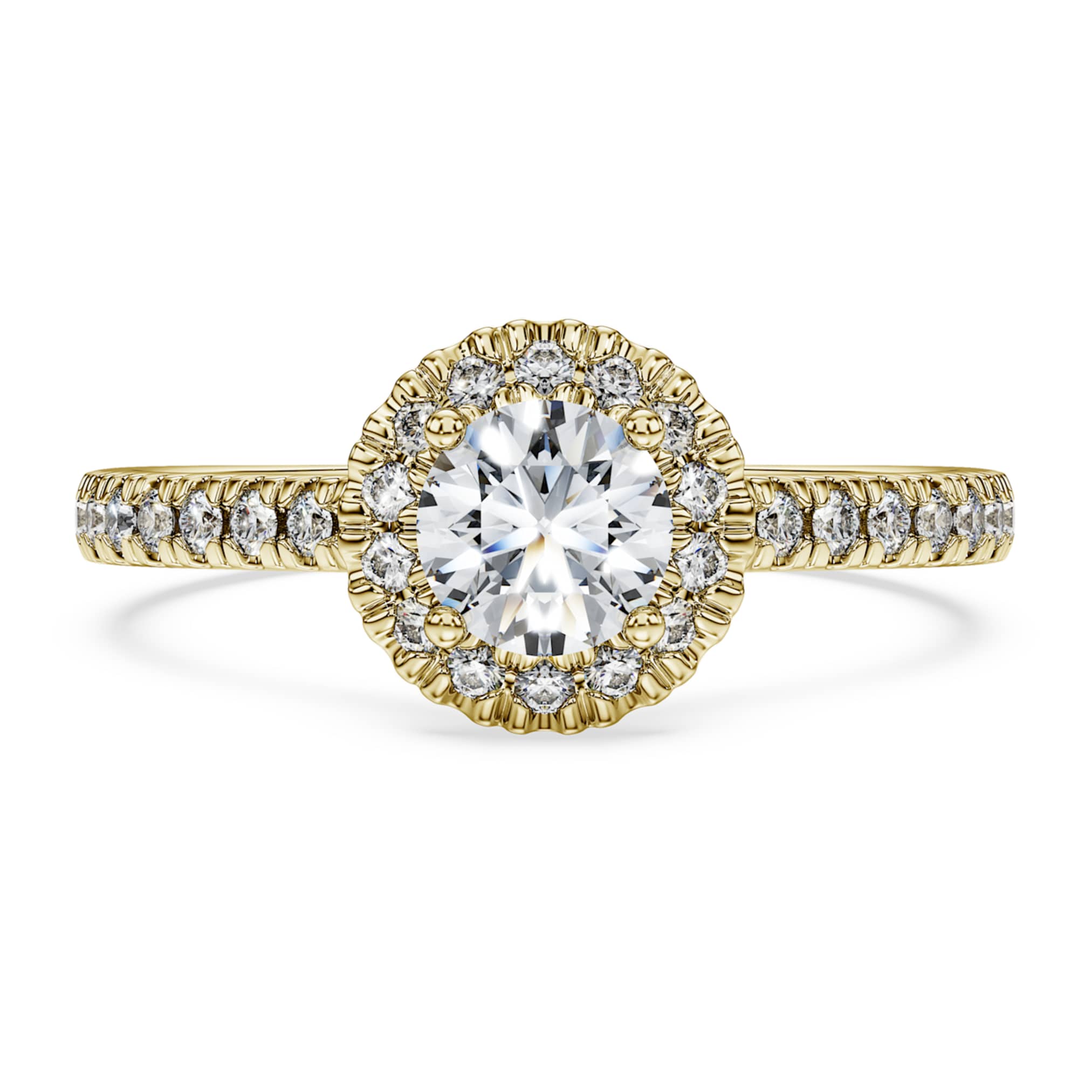 Swarovski Eternity halo solitaire ring Lab-grown diamonds 0.8 ct tw, Round shape, White, 14K yellow gold