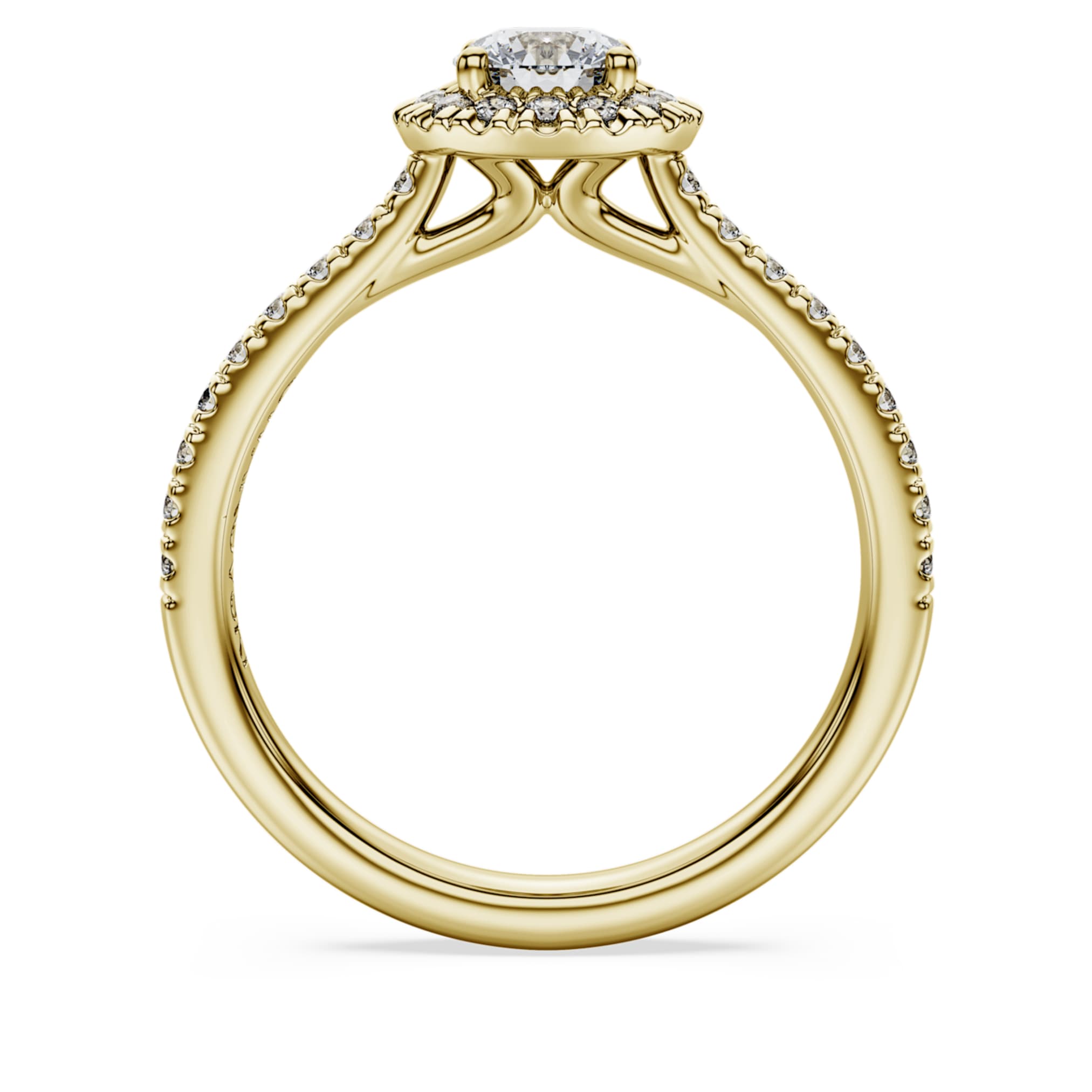 Swarovski Eternity halo solitaire ring Lab-grown diamonds 0.8 ct tw, Round shape, White, 14K yellow gold
