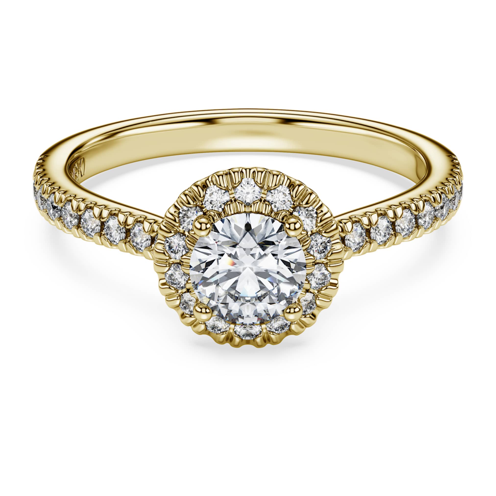 Swarovski Eternity halo solitaire ring Lab-grown diamonds 0.8 ct tw, Round shape, White, 14K yellow gold