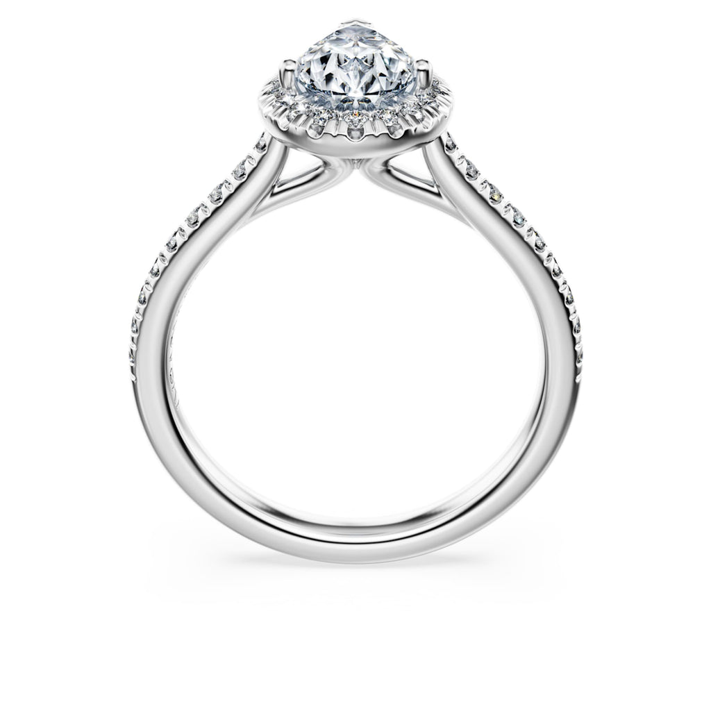 Swarovski Eternity halo solitaire ring Lab-grown diamonds 1.3 ct tw, Pear shape, 14K white gold