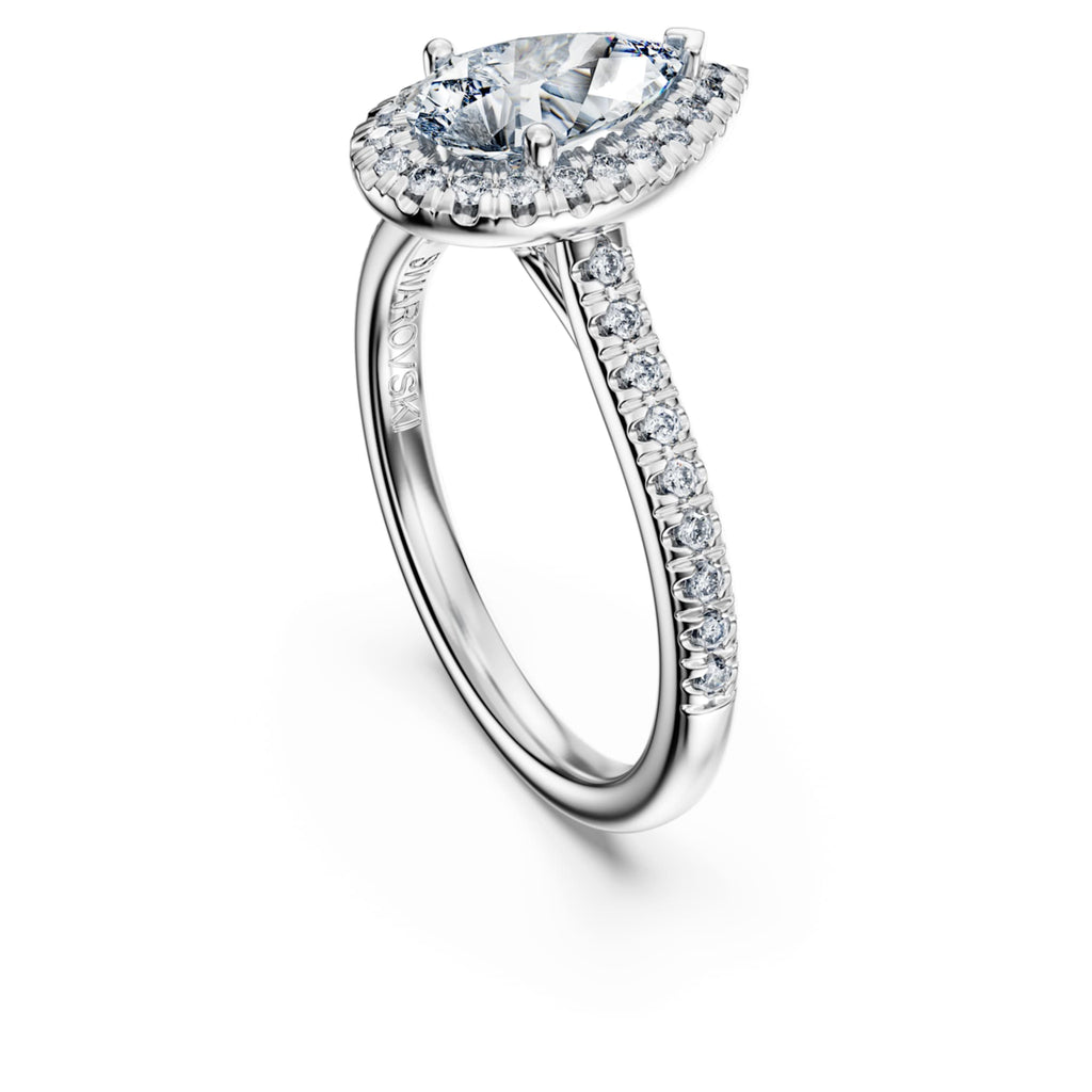 Swarovski Eternity halo solitaire ring Lab-grown diamonds 1.3 ct tw, Pear shape, 14K white gold