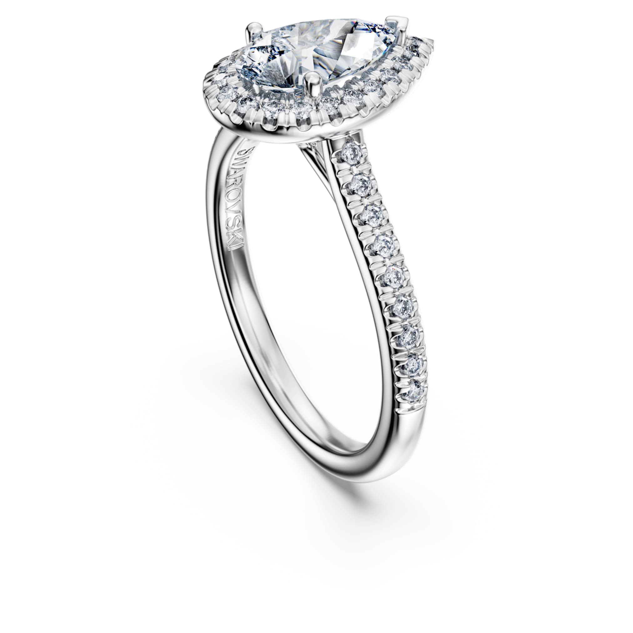 Swarovski Eternity halo solitaire ring Lab-grown diamonds 1.3 ct tw, Pear shape, 14K white gold