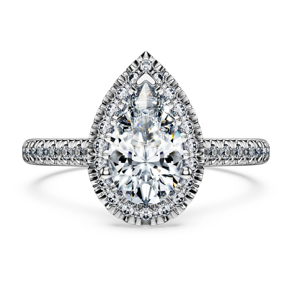Swarovski Eternity halo solitaire ring Lab-grown diamonds 1.3 ct tw, Pear shape, 14K white gold