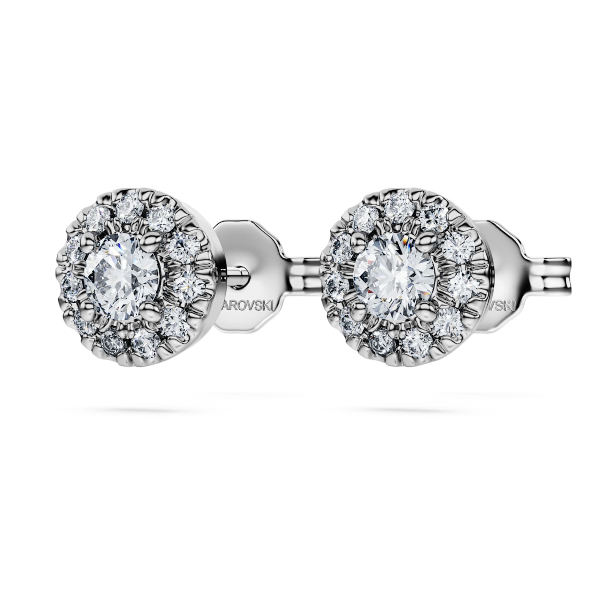 Swarovski Eternity halo stud earrings Lab-grown diamonds 0.45 ct tw, Round shape, Sterling silver