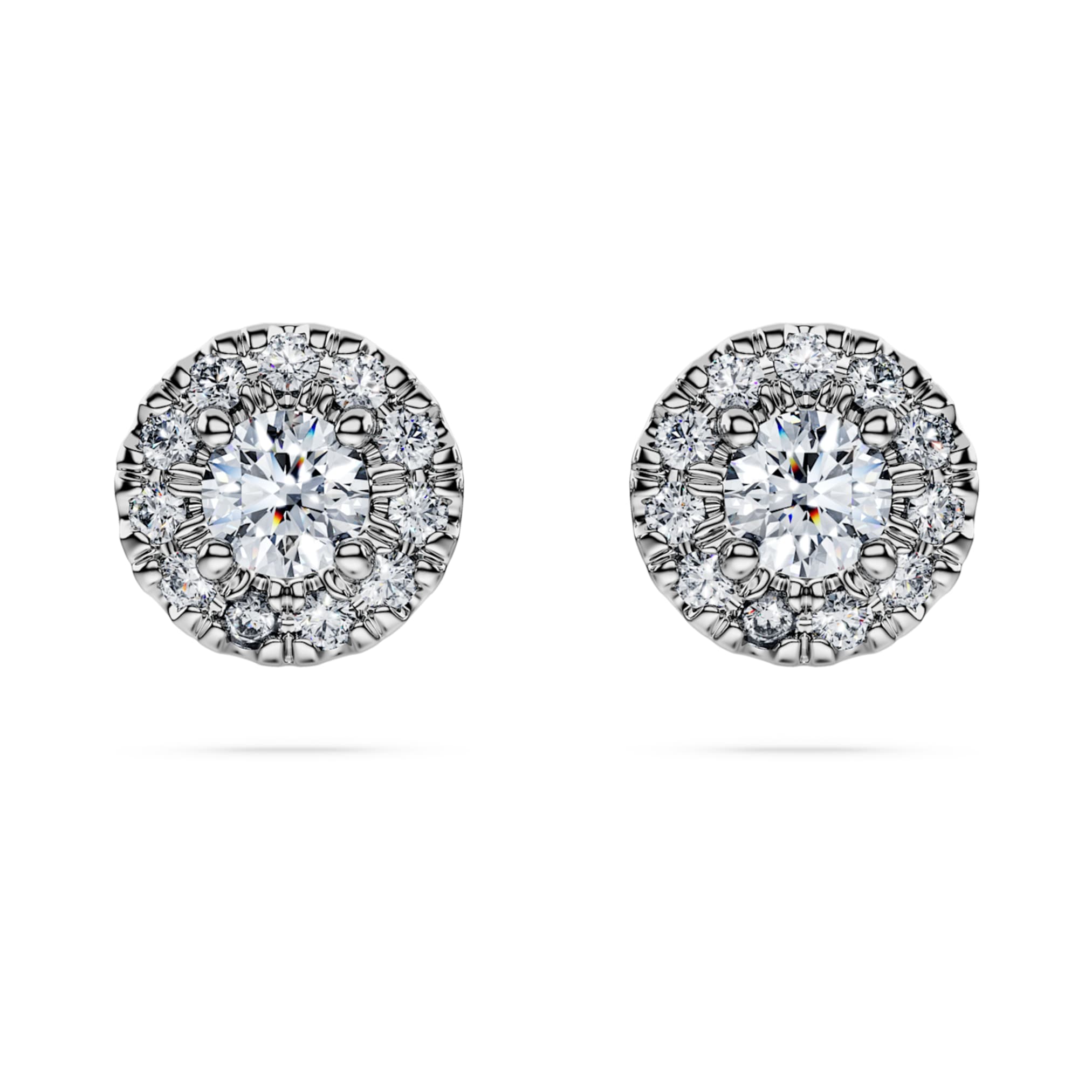 Swarovski Eternity halo stud earrings Lab-grown diamonds 0.45 ct tw, Round shape, Sterling silver