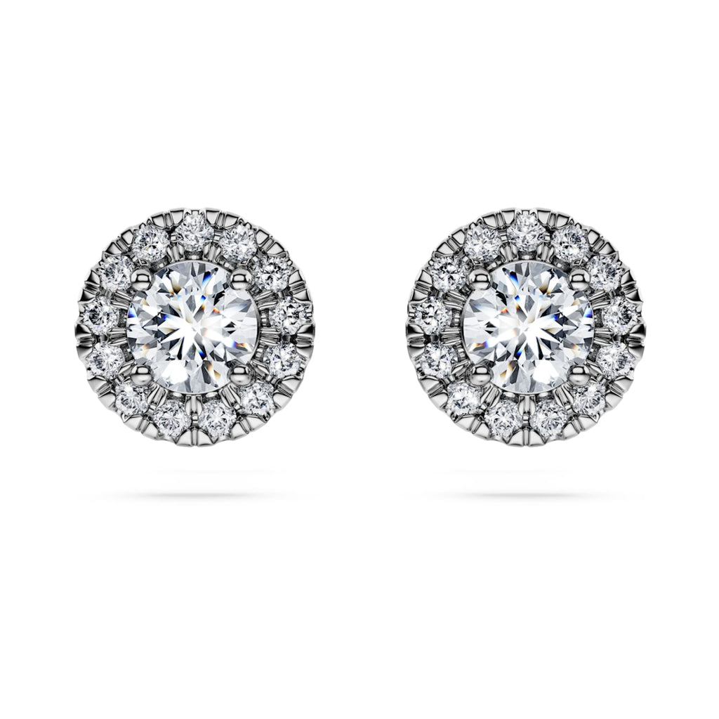 Swarovski Eternity halo stud earrings Lab-grown diamonds 0.75 ct tw, Round shape, 14K white gold