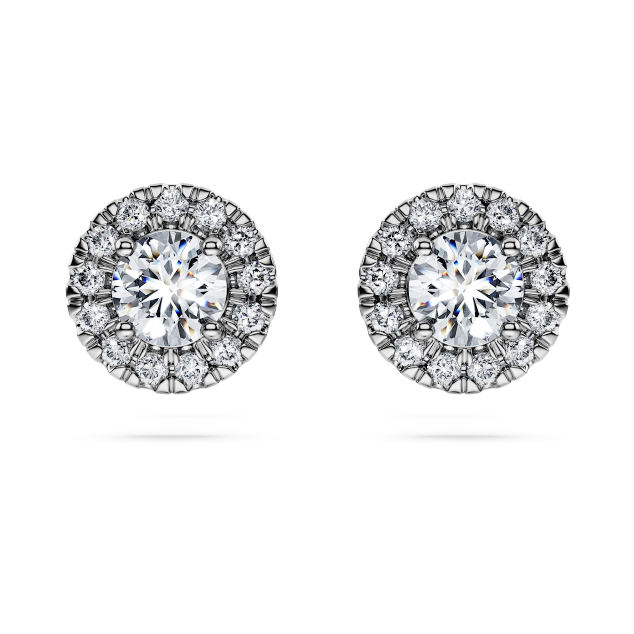 Swarovski Eternity halo stud earrings Lab-grown diamonds 0.75 ct tw, Round shape, 14K white gold