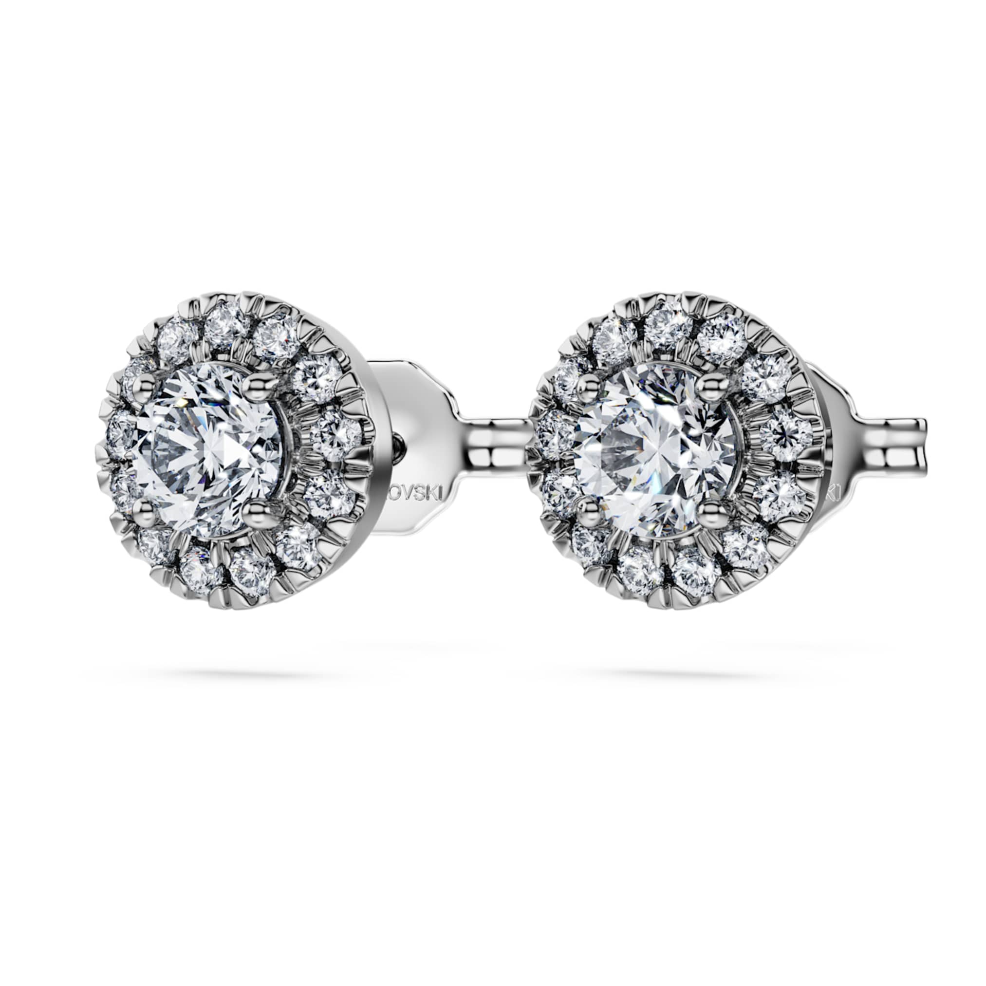 Swarovski Eternity halo stud earrings Lab-grown diamonds 0.75 ct tw, Round shape, 14K white gold