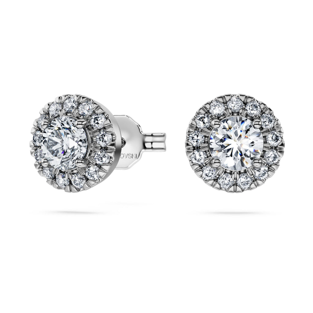 Swarovski Eternity halo stud earrings Lab-grown diamonds 0.75 ct tw, Round shape, 14K white gold