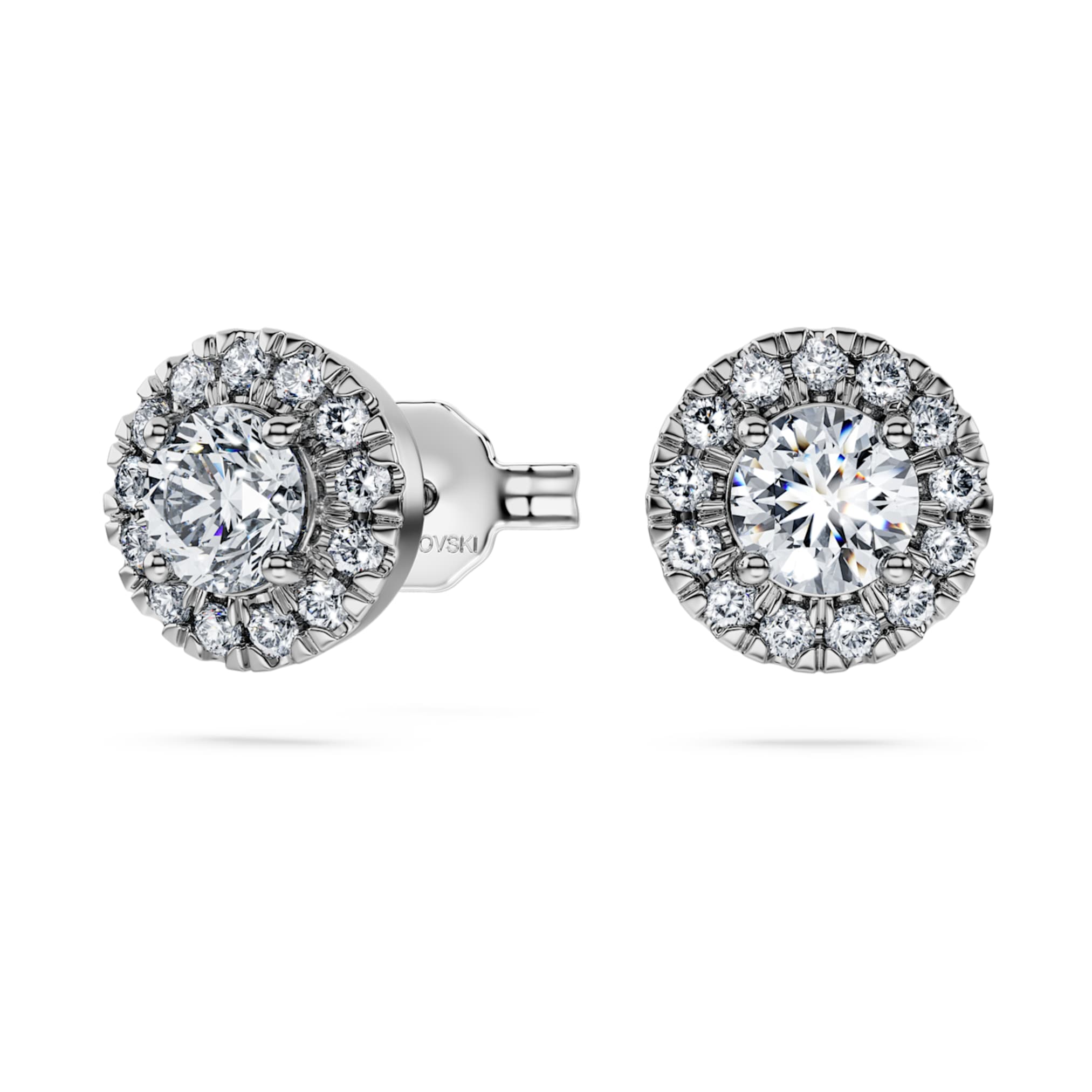 Swarovski Eternity halo stud earrings Lab-grown diamonds 0.75 ct tw, Round shape, 14K white gold