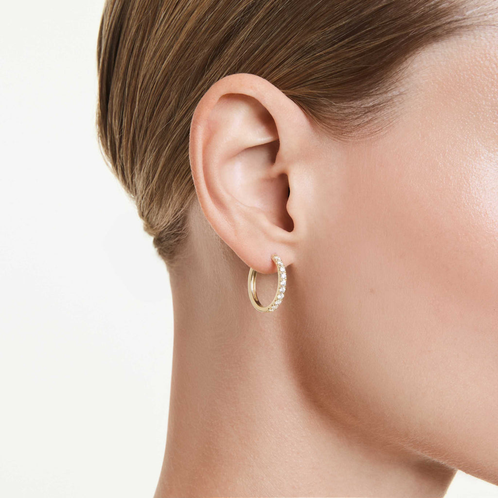 Swarovski Eternity hoop earrings Lab-grown diamonds 0.5 ct tw, Round shape, 14K yellow gold