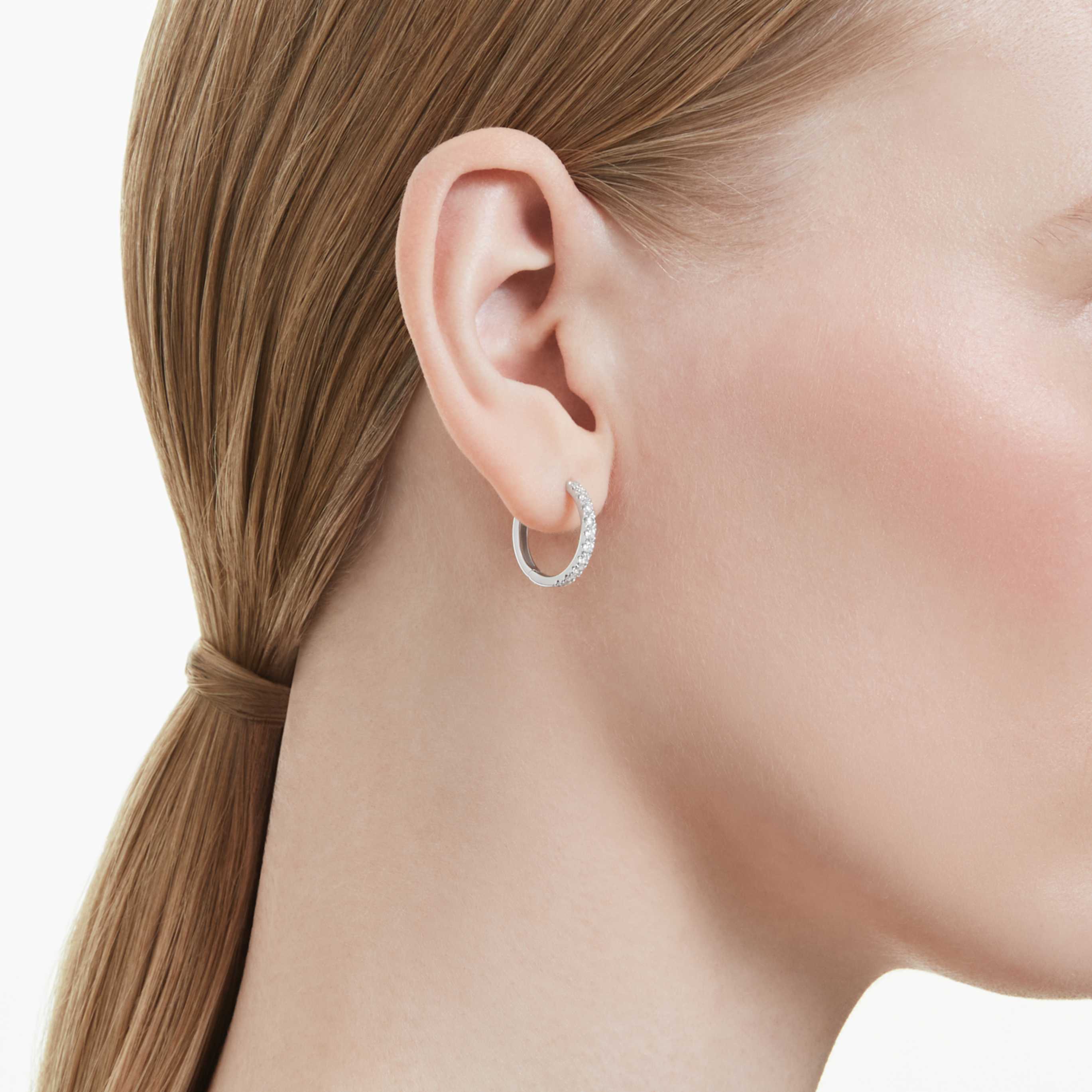 Swarovski Eternity hoop earrings Lab-grown diamonds 0.56 ct tw, Round shape, Sterling silver