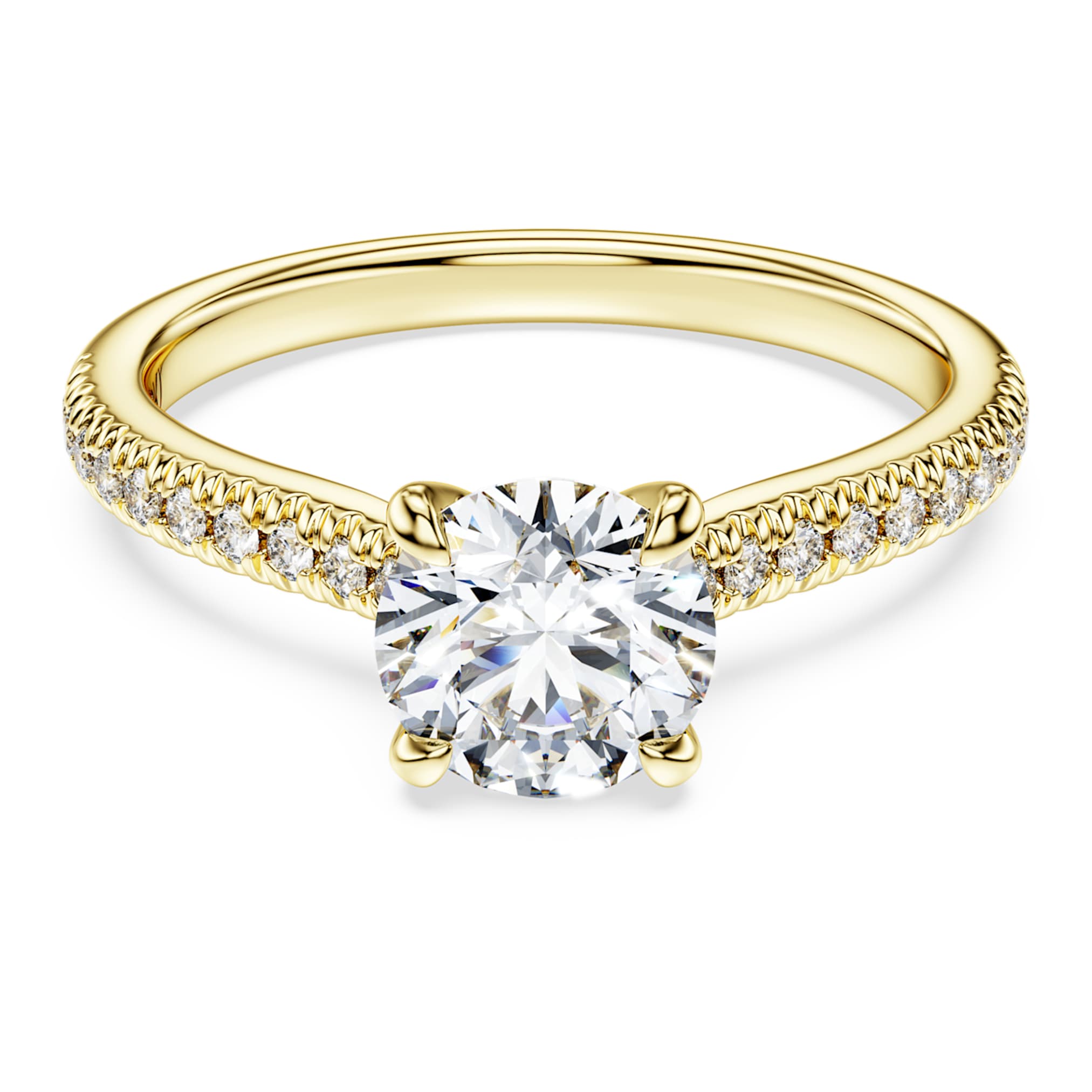 Swarovski Eternity solitaire ring Lab-grown diamonds 1.2 ct tw, Round shape, 14K yellow gold