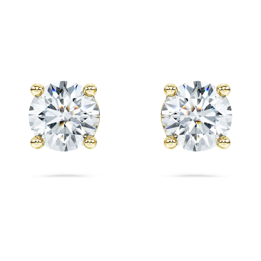 Swarovski Eternity solitaire stud earrings Lab-grown diamonds 1 ct tw, Round shape, 14K yellow gold