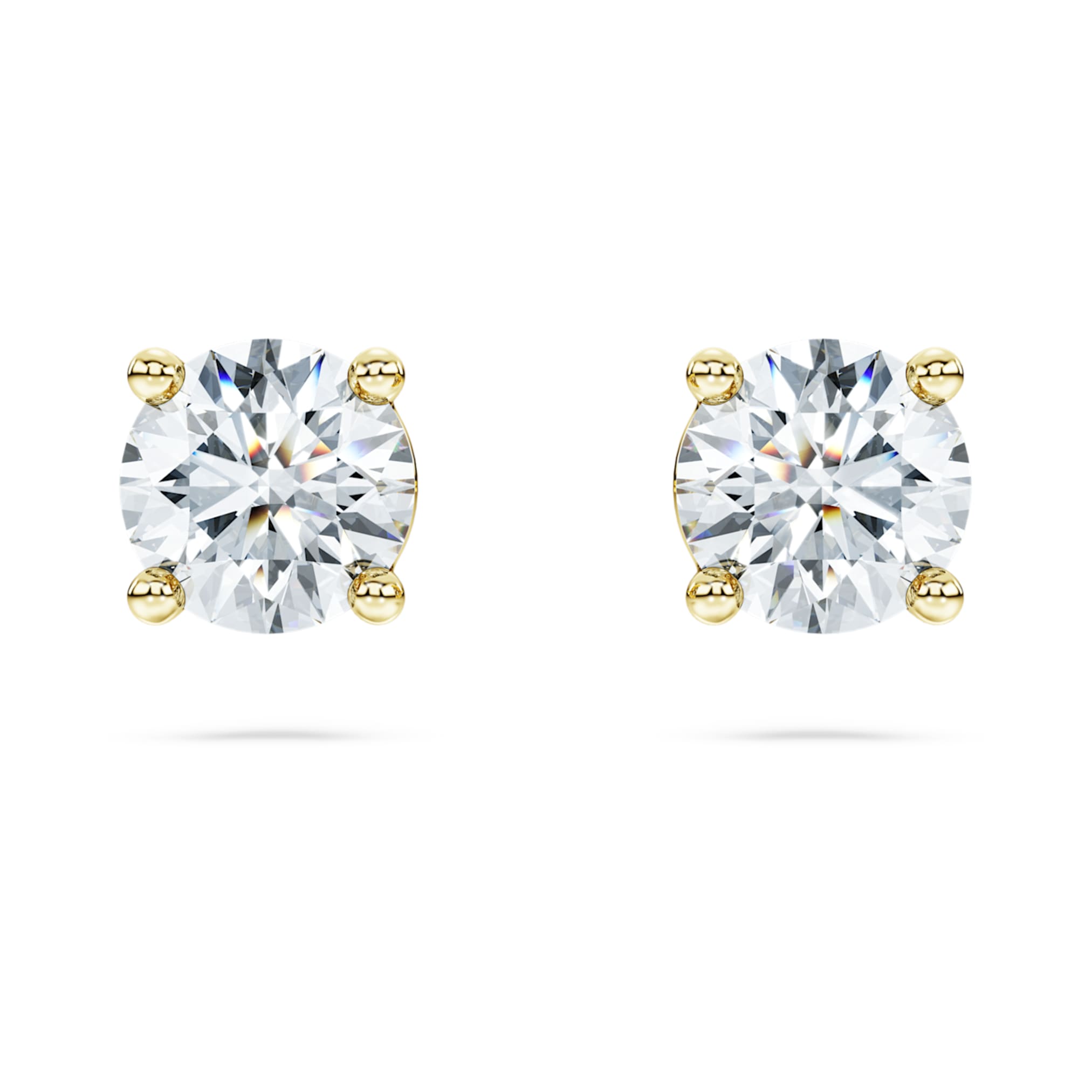 Swarovski Eternity solitaire stud earrings Lab-grown diamonds 1 ct tw, Round shape, 14K yellow gold