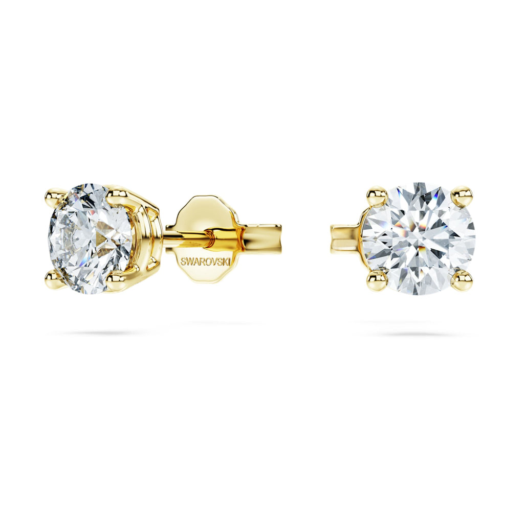 Swarovski Eternity solitaire stud earrings Lab-grown diamonds 1 ct tw, Round shape, 14K yellow gold