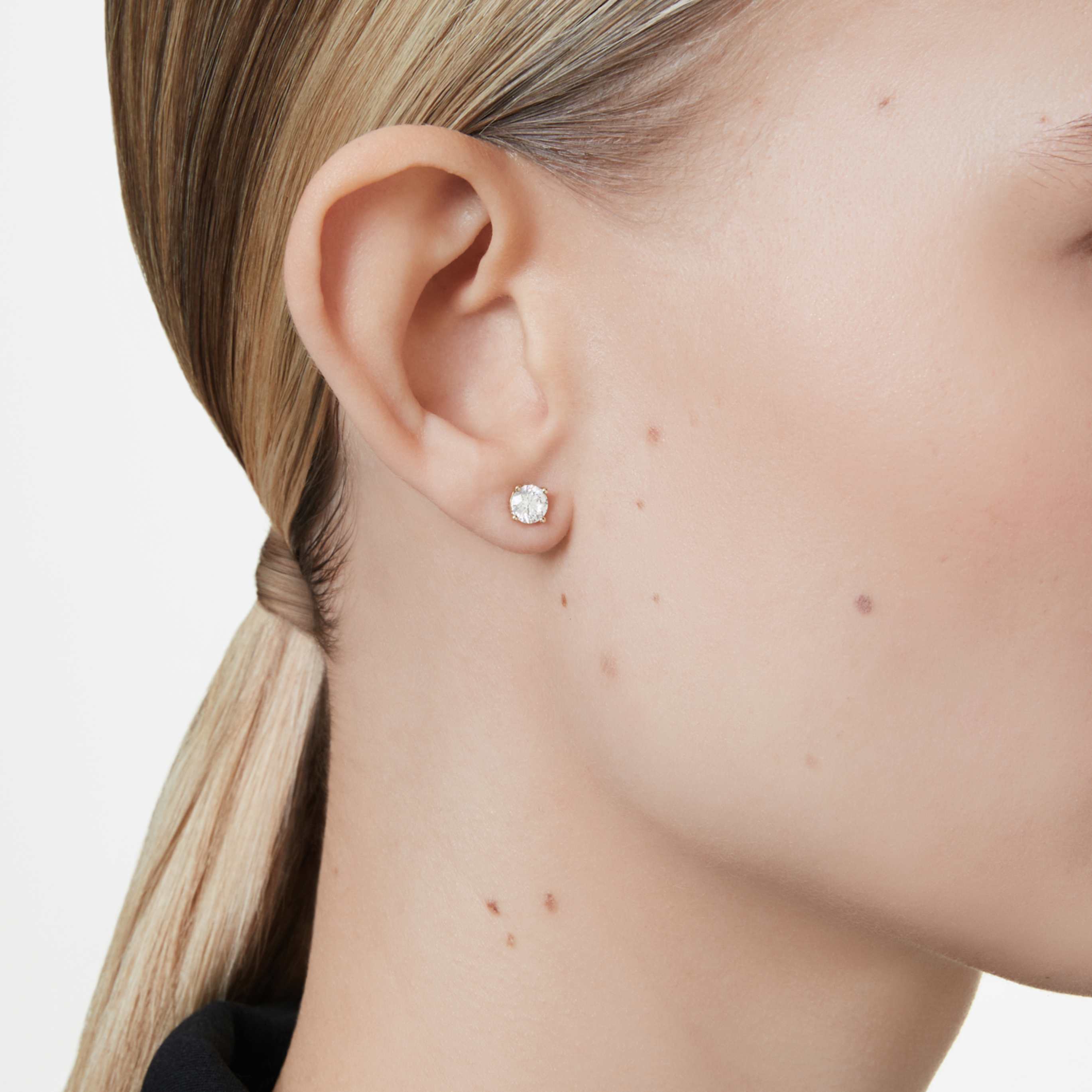Swarovski Eternity solitaire stud earrings Lab-grown diamonds 1 ct tw, Round shape, 14K white gold