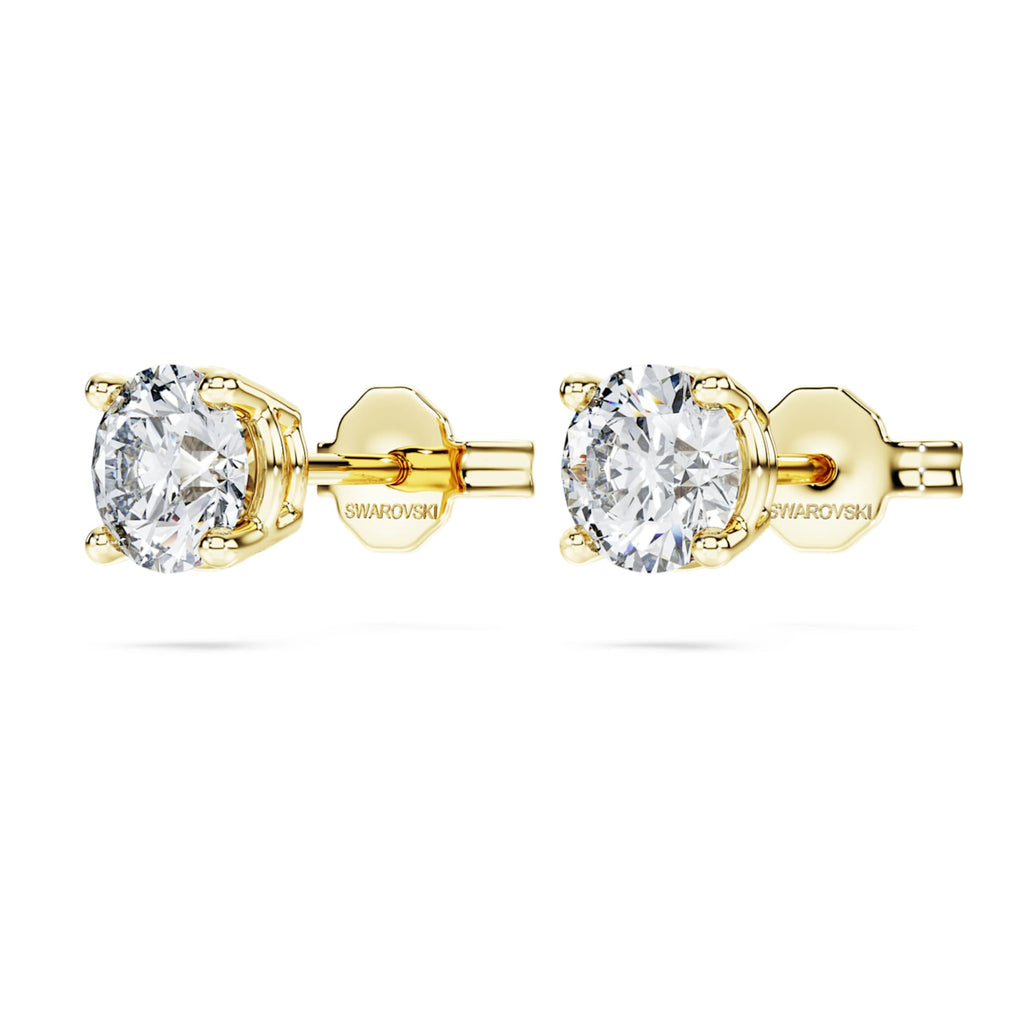 Swarovski Eternity solitaire stud earrings Lab-grown diamonds 1 ct tw, Round shape, 14K yellow gold
