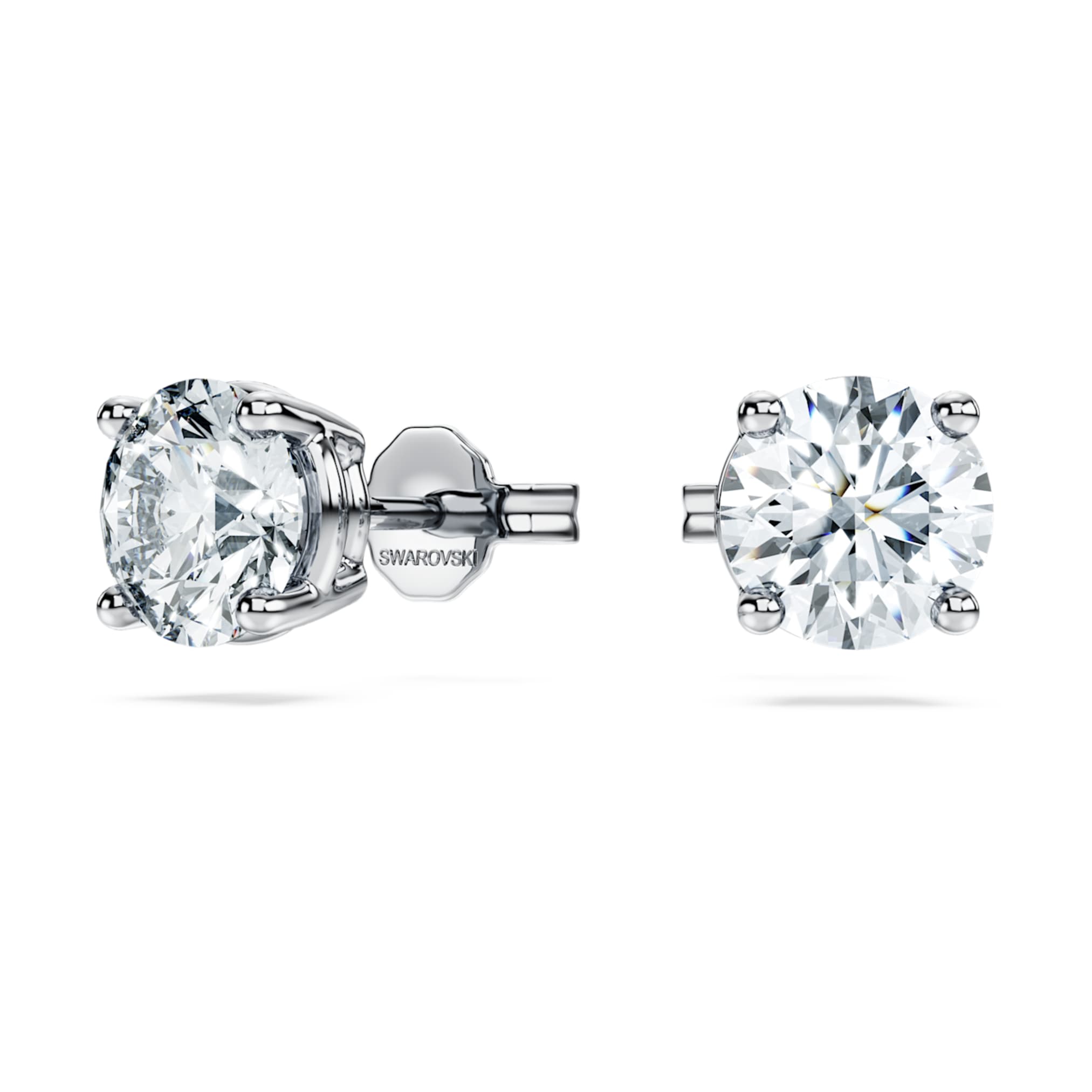 Swarovski Eternity solitaire stud earrings Lab-grown diamonds 2 ct tw, Round shape, 14K white gold