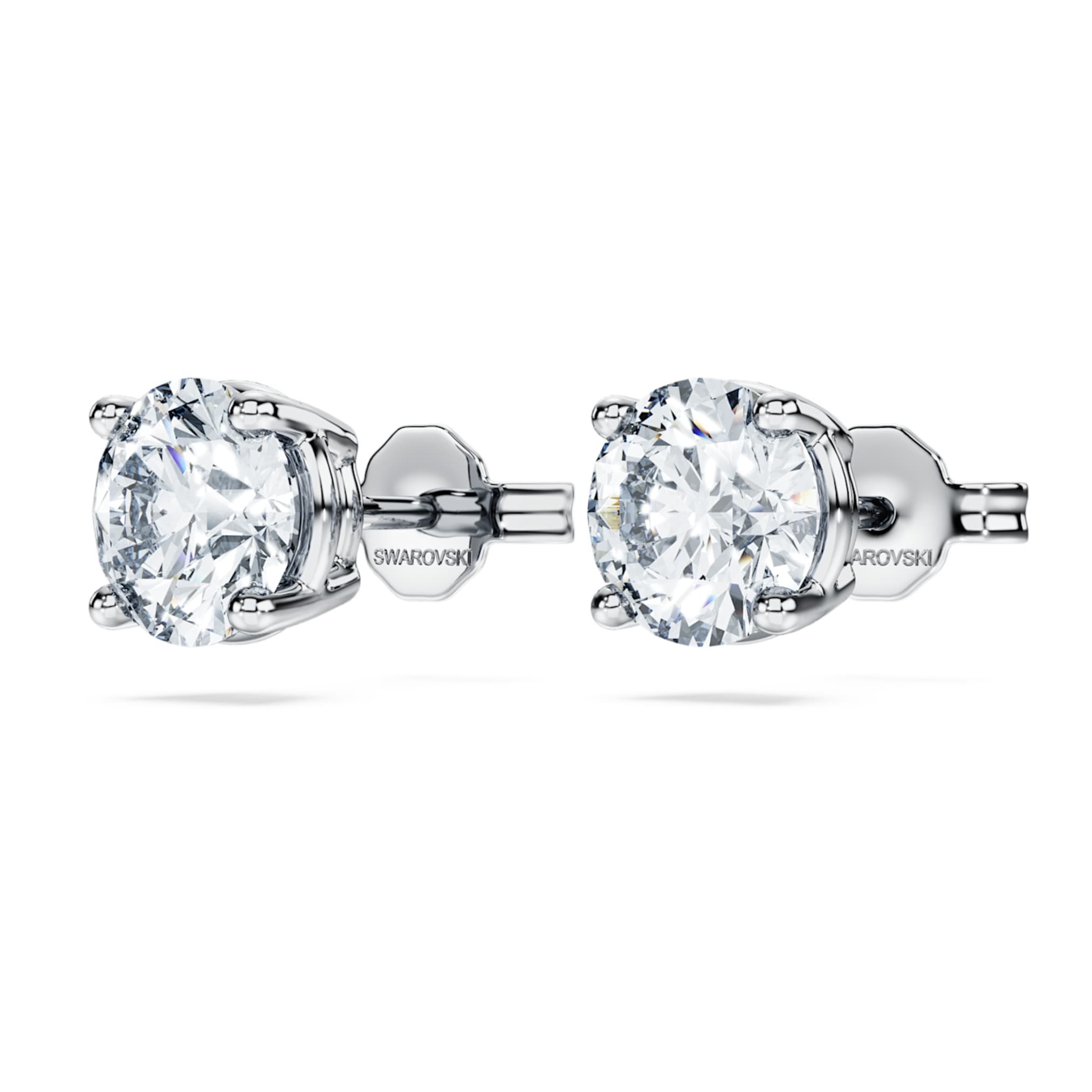 Swarovski Eternity solitaire stud earrings Lab-grown diamonds 2 ct tw, Round shape, 14K white gold