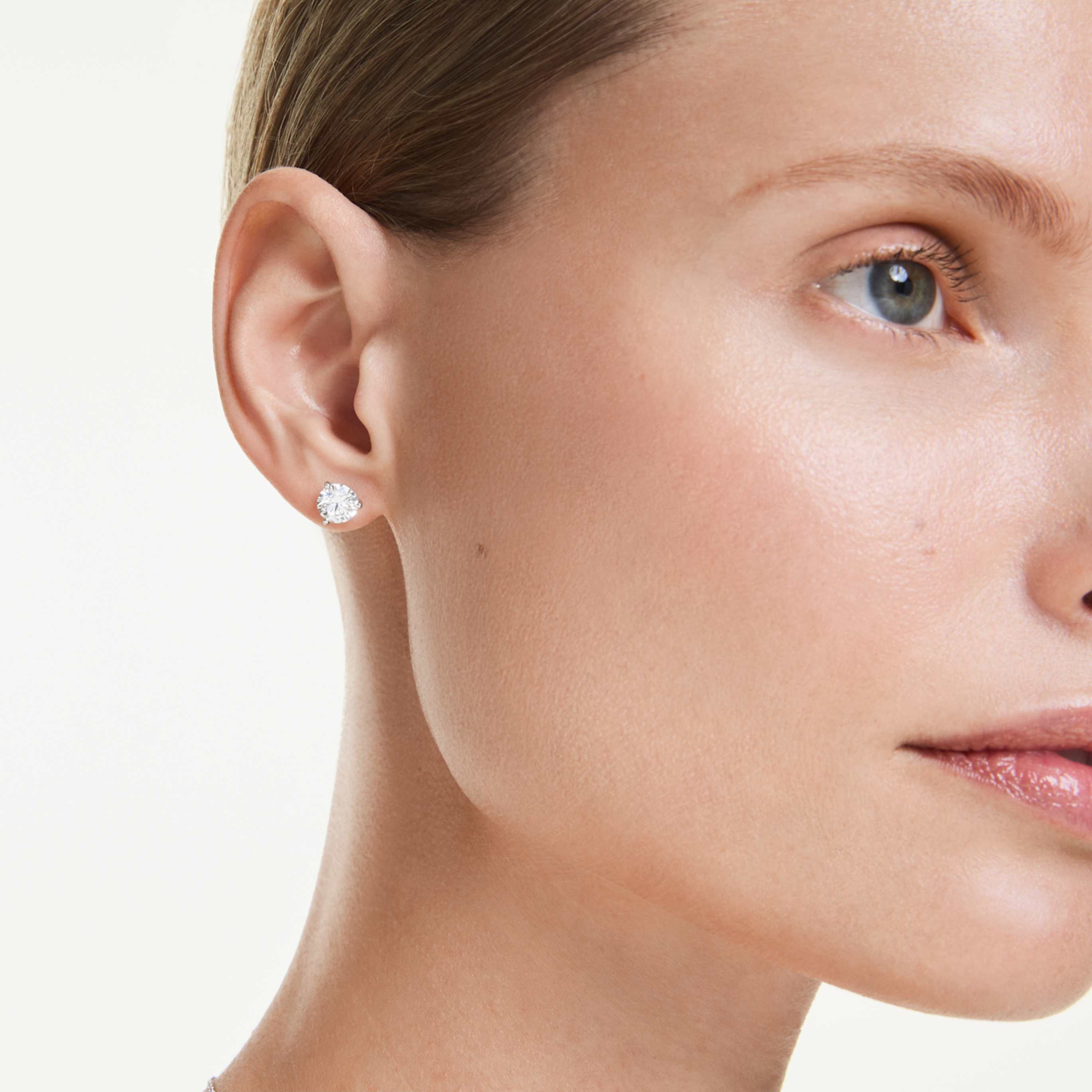 Swarovski Eternity stud earrings Lab-grown diamonds 2.0 ct tw, Round shape, 14K white gold