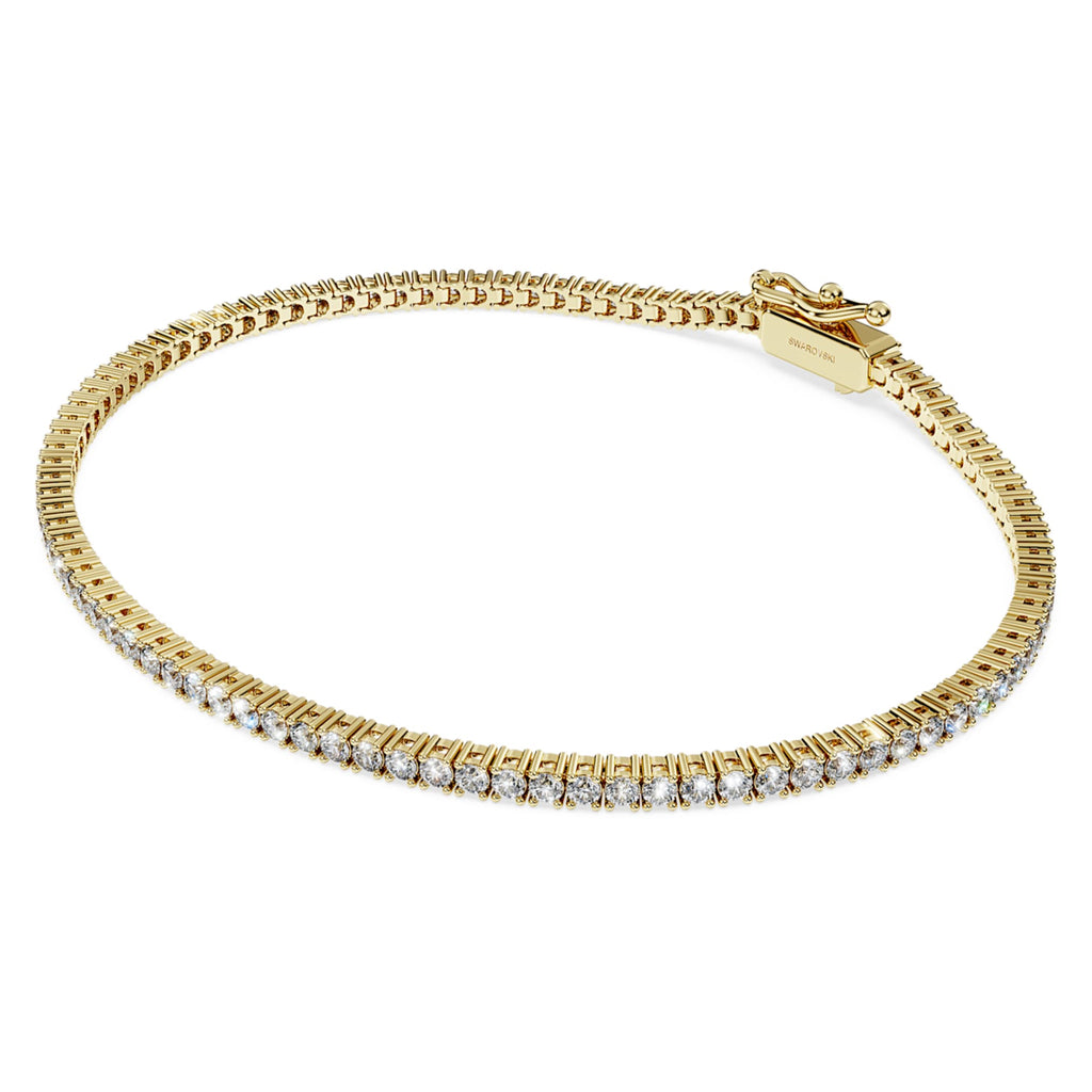 Swarovski Eternity Tennis bracelet Lab-grown diamonds 1.5 ct tw, Round shape, White, 14K yellow gold