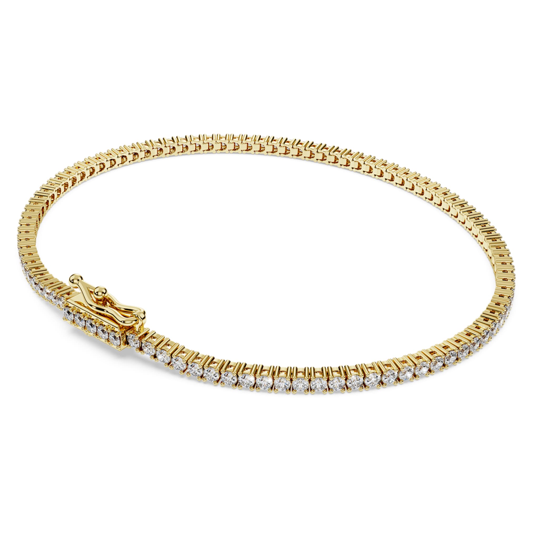 Swarovski Eternity Tennis bracelet Lab-grown diamonds 1.5 ct tw, Round shape, White, 14K yellow gold
