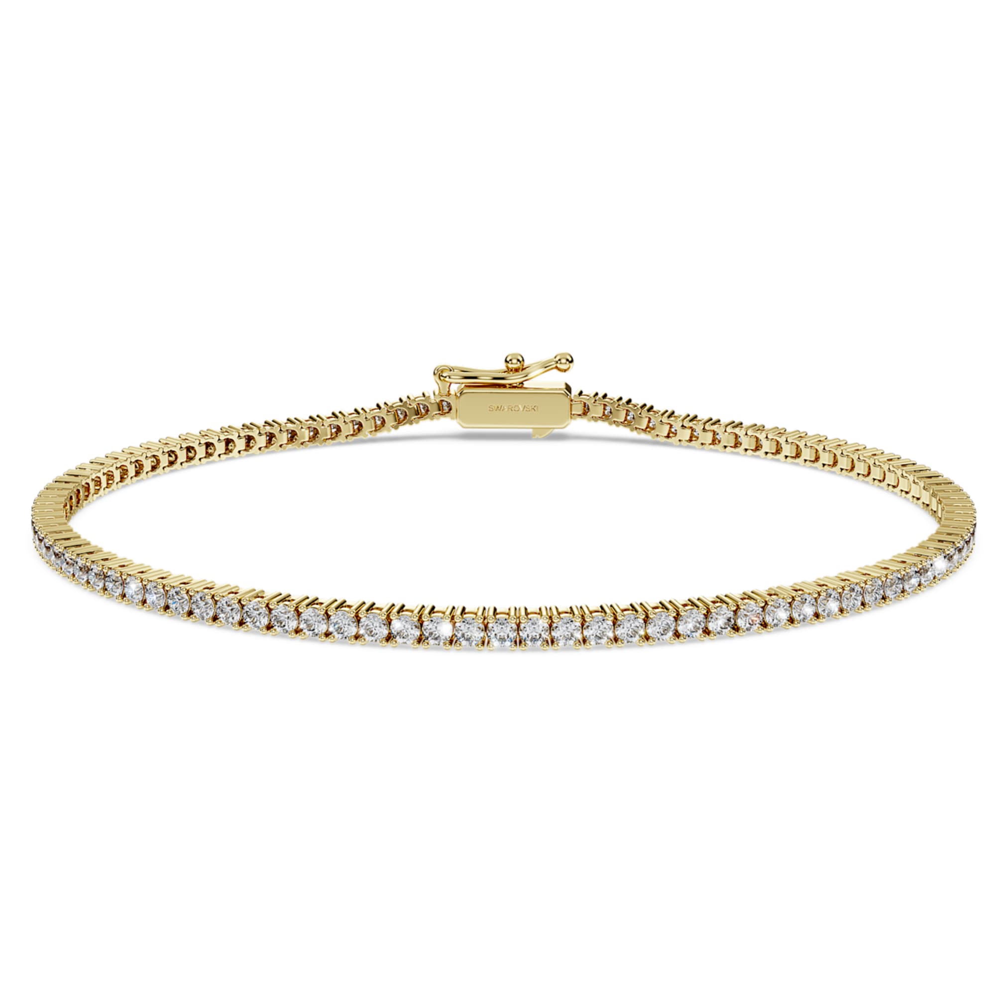 Swarovski Eternity Tennis bracelet Lab-grown diamonds 1.5 ct tw, Round shape, White, 14K yellow gold