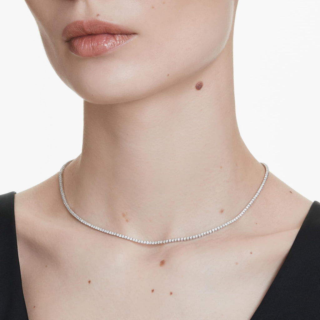 Swarovski Eternity Tennis necklace Lab-grown diamonds 3 ct tw, Round shape, 14K white gold