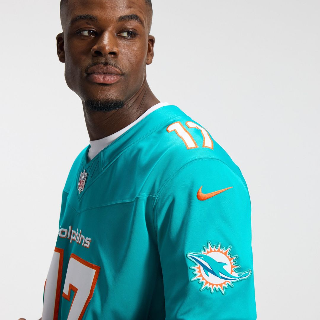 Jaylen Waddle Miami Dolphins Nike Aqua Team Vapor F.U.S.E. Stitched Limited Jersey